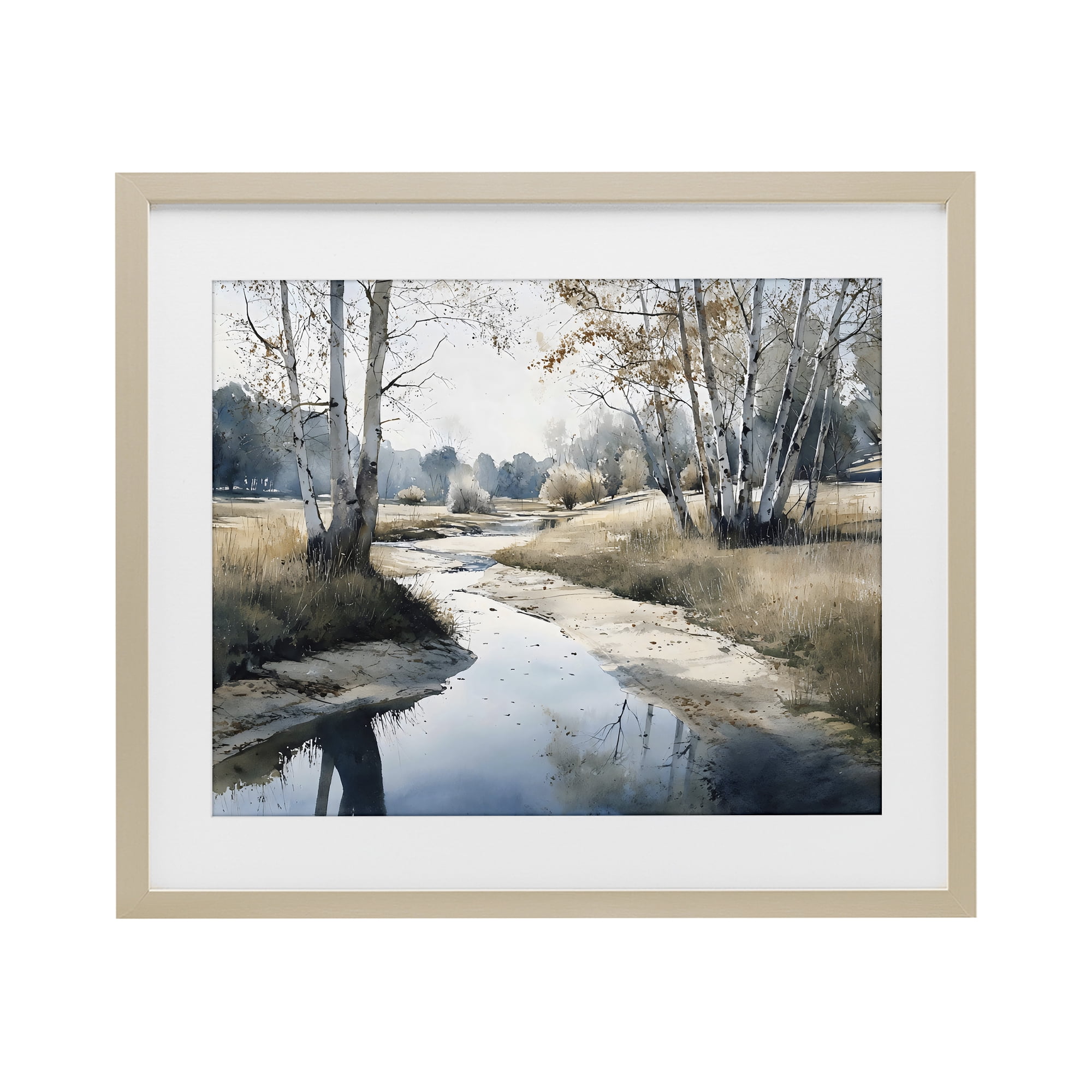 Stupell Industries Birch Tree Creek in Autumn Birch Framed Print Under Glass, design by Franklyn Gregory