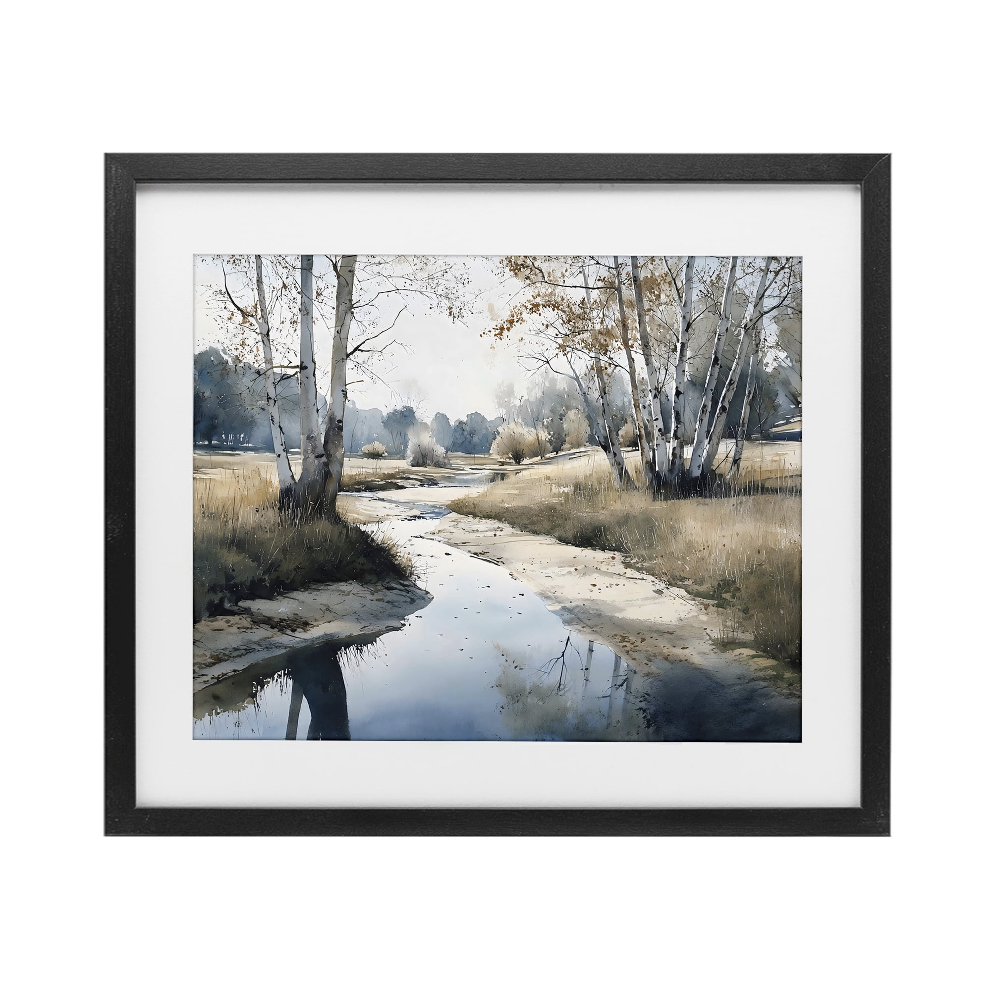 Stupell Industries Birch Tree Creek in Autumn Black Framed Print Under Glass, design by Franklyn Gregory