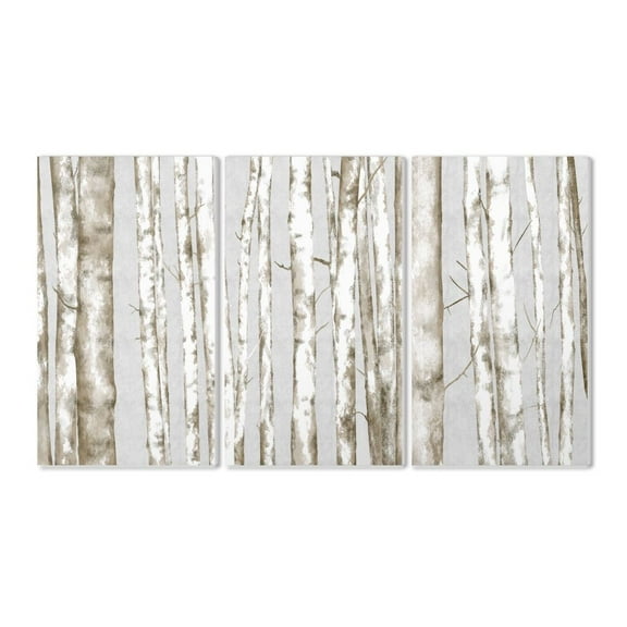 Stupell Industries Birch Tree Forest Neutral Gray Landscape Painting Wall Plaque by Ziwei Li