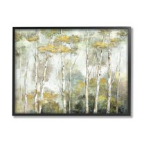 Stupell Industries Birch Tree Forest Yellow Foliage Woodland Painting Painting Black Framed Art Print Wall Art, Design by Nan