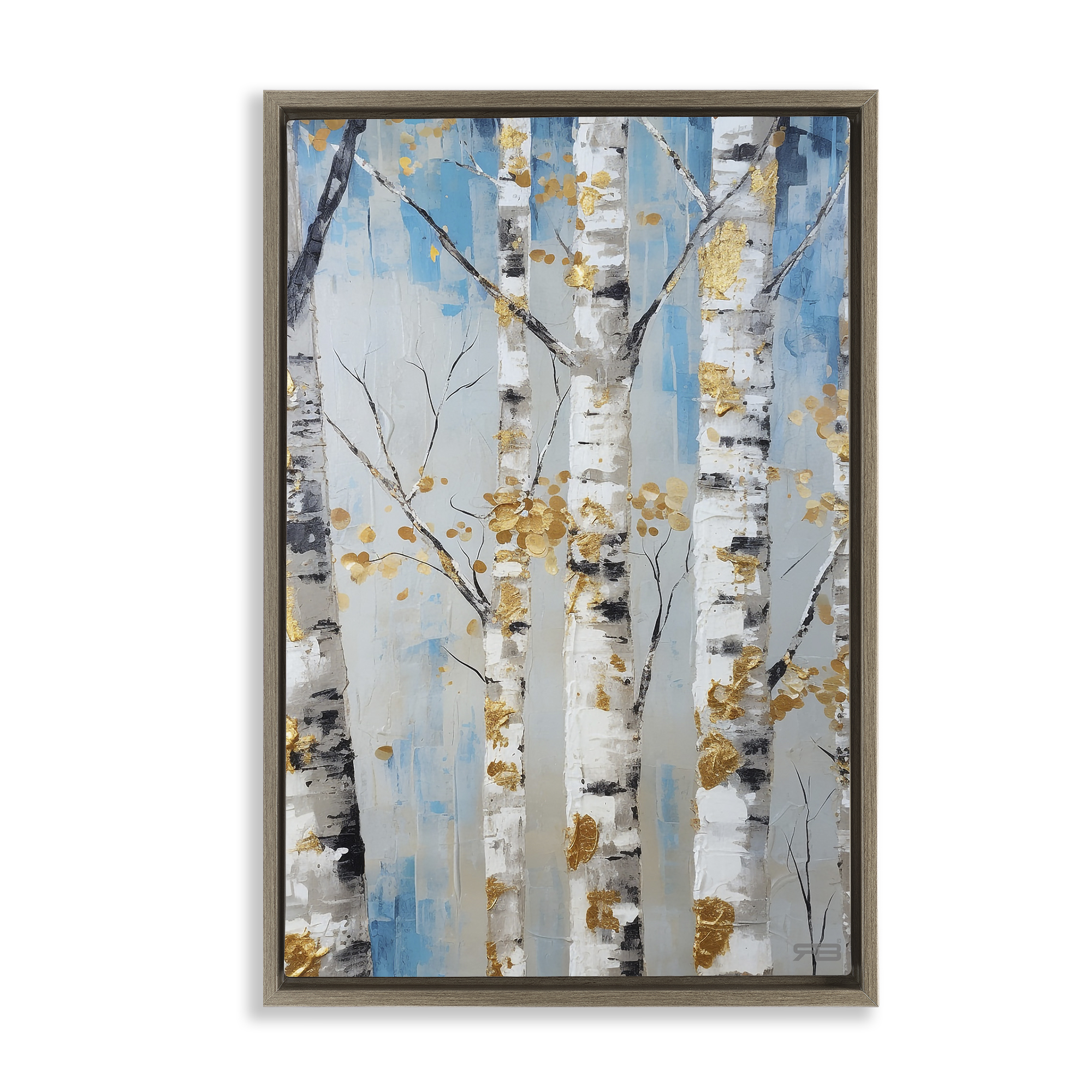 Stupell Industries Birch Trees Foliage Landscape Painting Brown Floater Framed Art Print Wall Art, 21 x 31