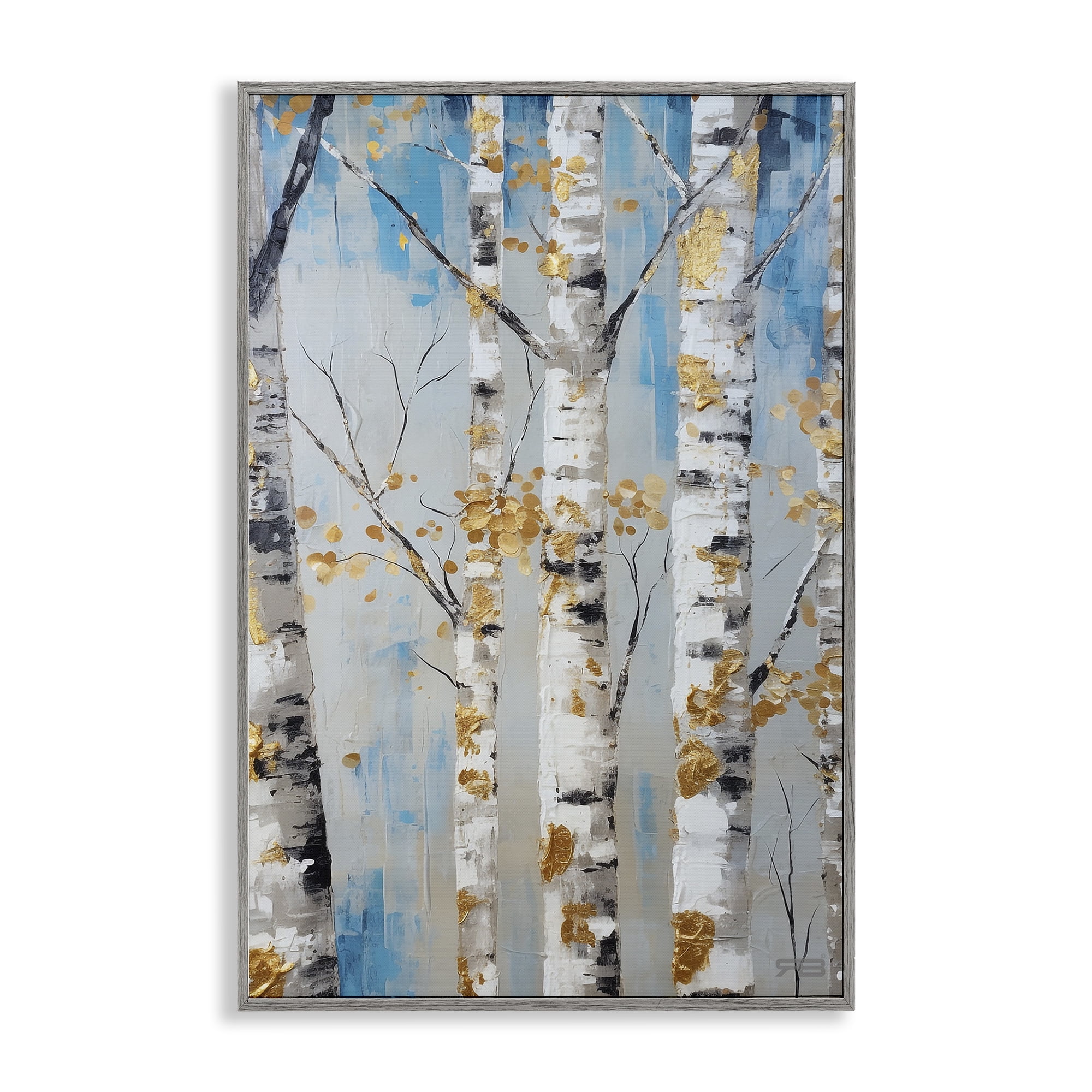 Stupell Industries Birch Trees Foliage Landscape Painting Gray Framed Art Print Wall Art, 20 x 30