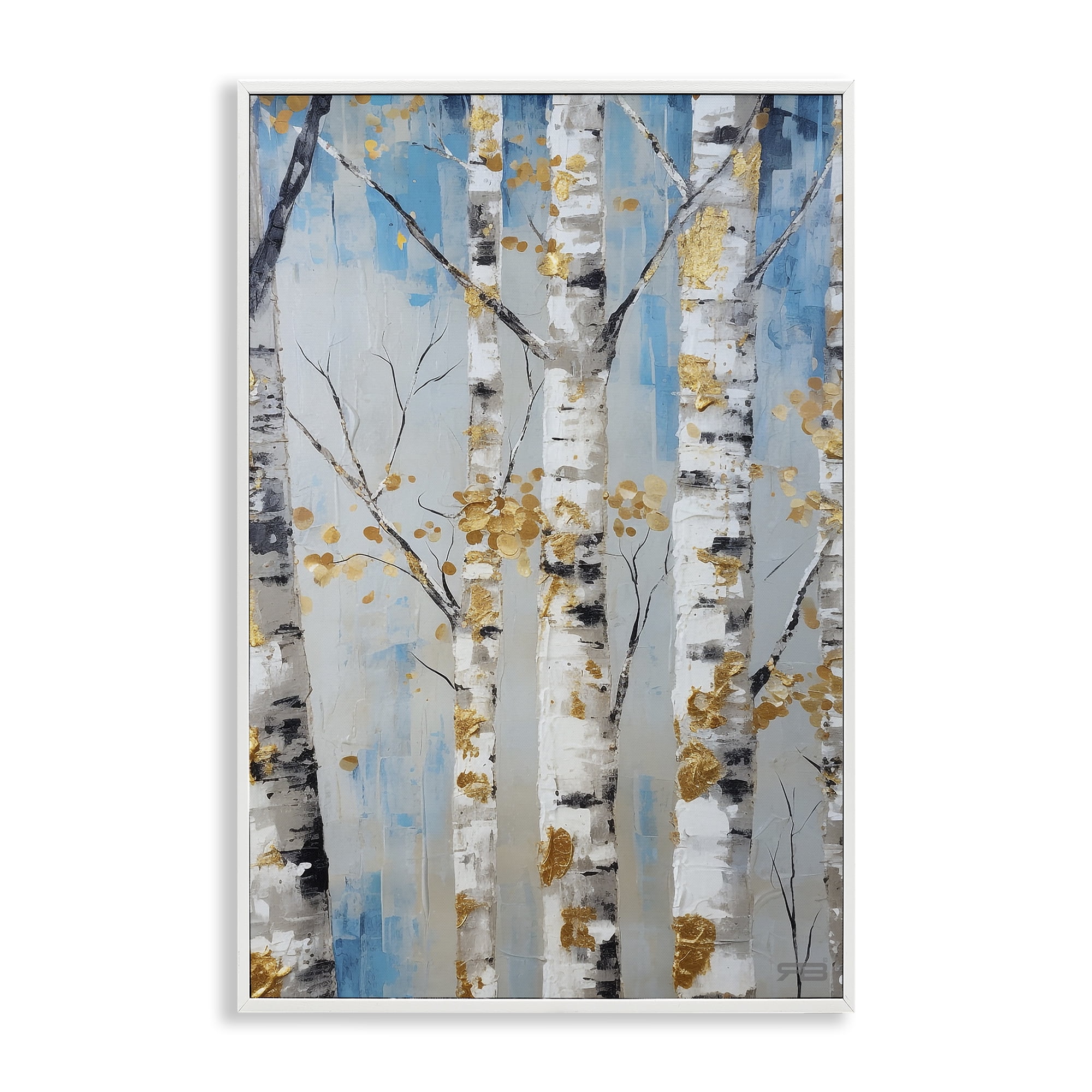 Stupell Industries Birch Trees Foliage Landscape Painting White Framed Art Print Wall Art, 16 x 24