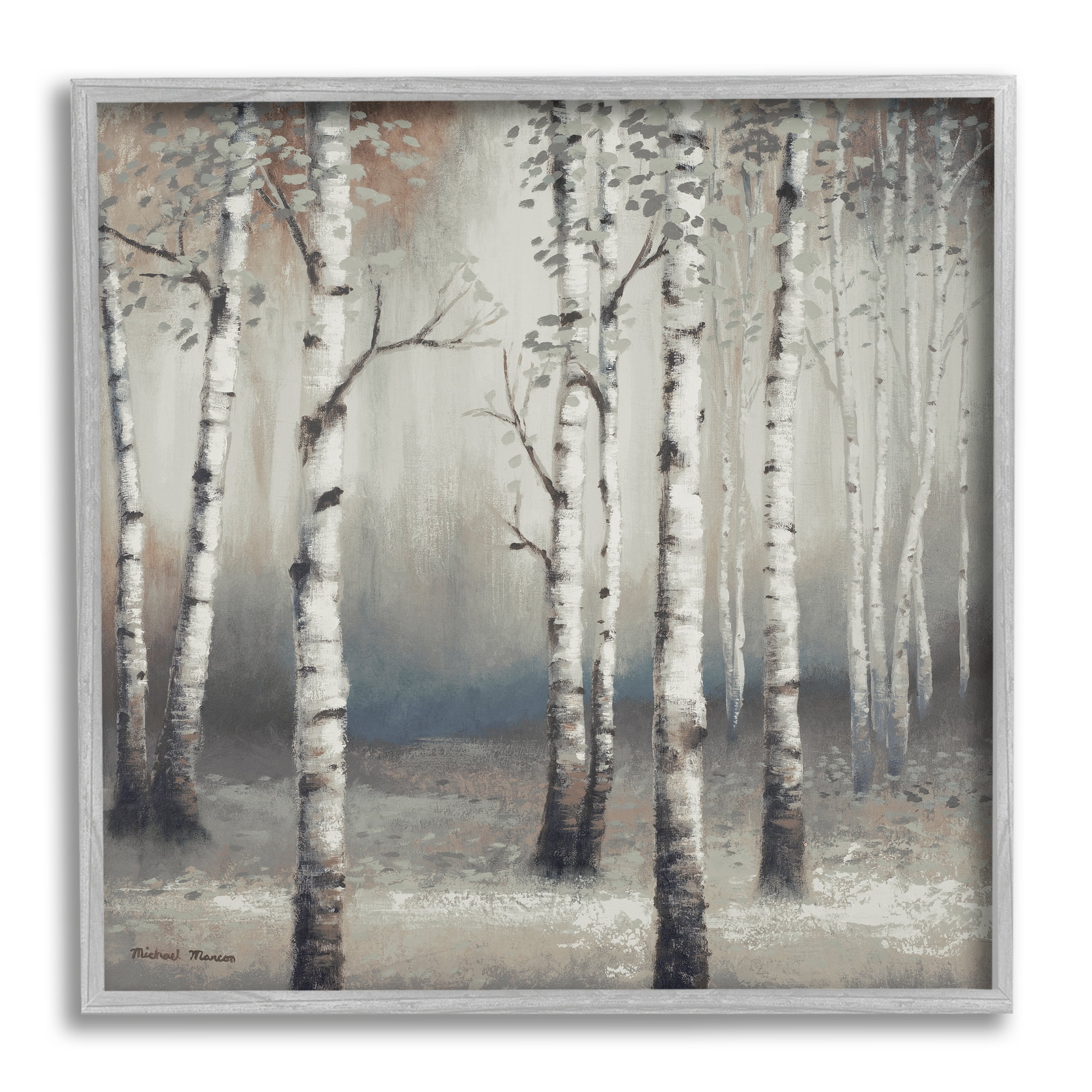 Stupell Industries Birch Trees Misty Haze Grey Forest Scene, 12 x 12, Designed by Michael Marcon