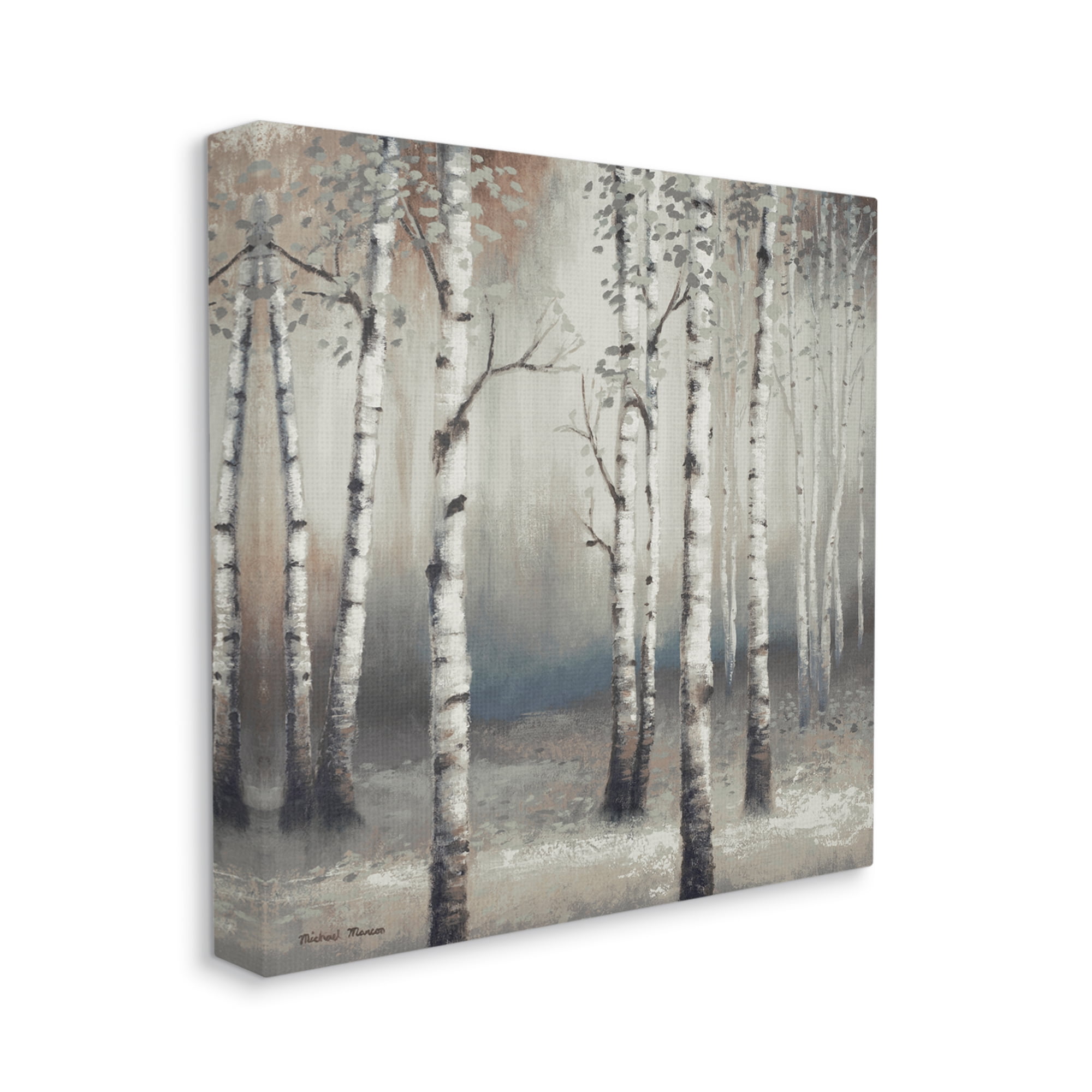Stupell Industries Birch Trees Misty Haze Grey Forest Scene, 36 x 36, Designed by Michael Marcon