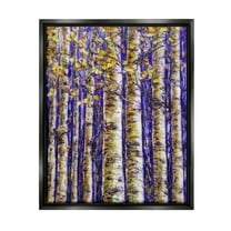 Stupell Industries Birch Trees on Blue Nature Painting Black Floater Framed Art Print Wall Art, 17 x 21