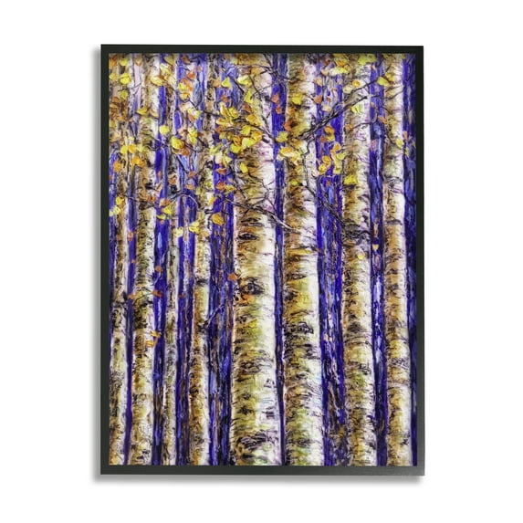 Stupell Industries Birch Trees on Blue Nature Painting Black Framed Art Print Wall Art, 16 x 20
