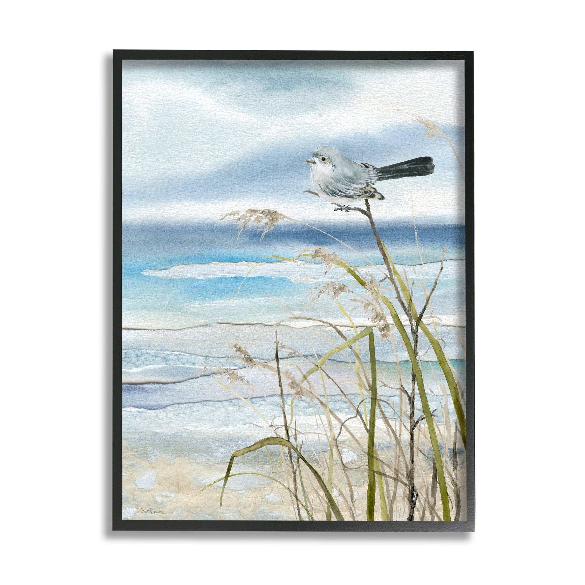 Stupell Industries Bird & Abstract Beach Animals & Insects Painting Black Framed Art Print Wall Art, 11 x 14