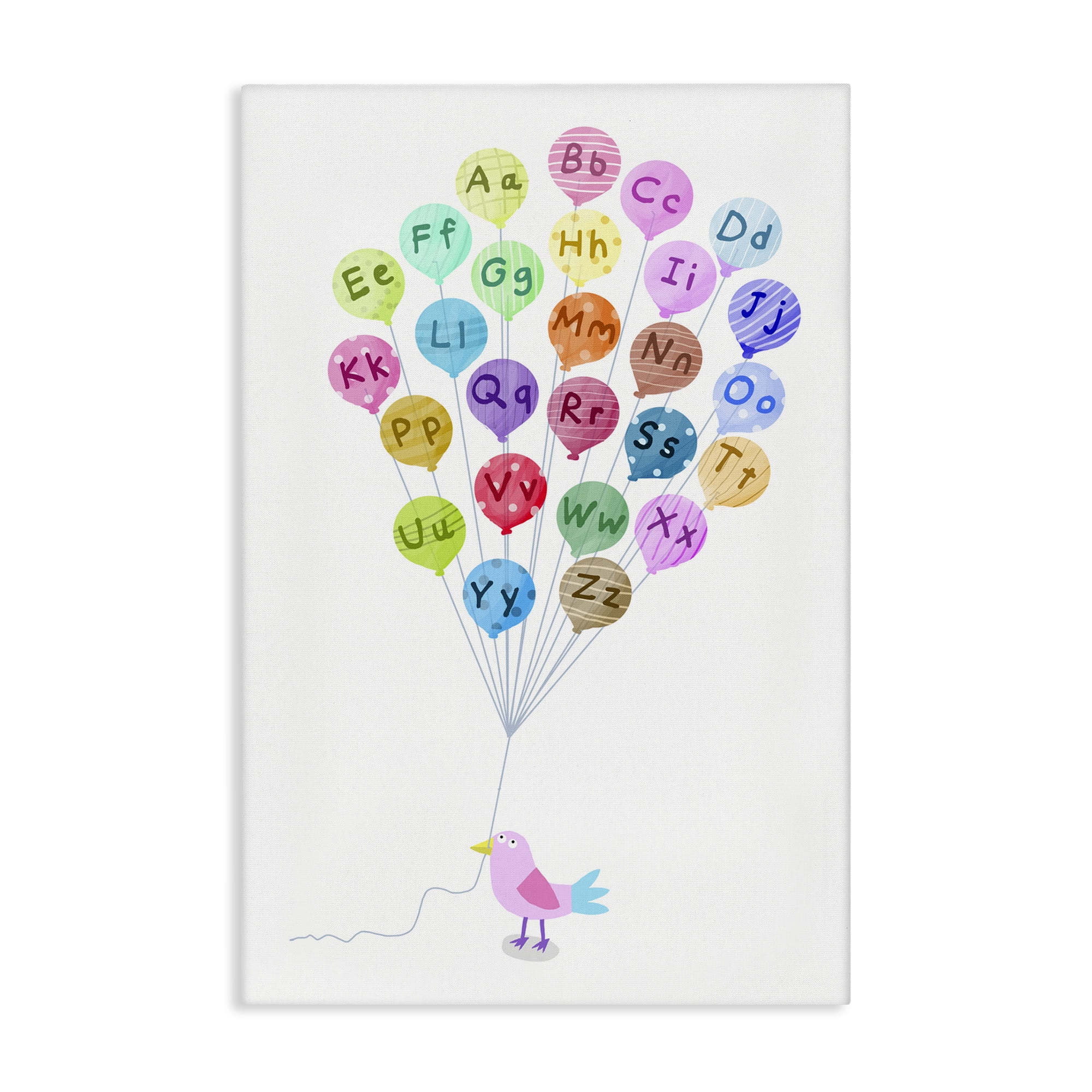 Stupell Industries Bird & Alphabet Balloons Animals & Insects Painting Gallery Wrapped Canvas Art Print Wall Art, 20 x 30