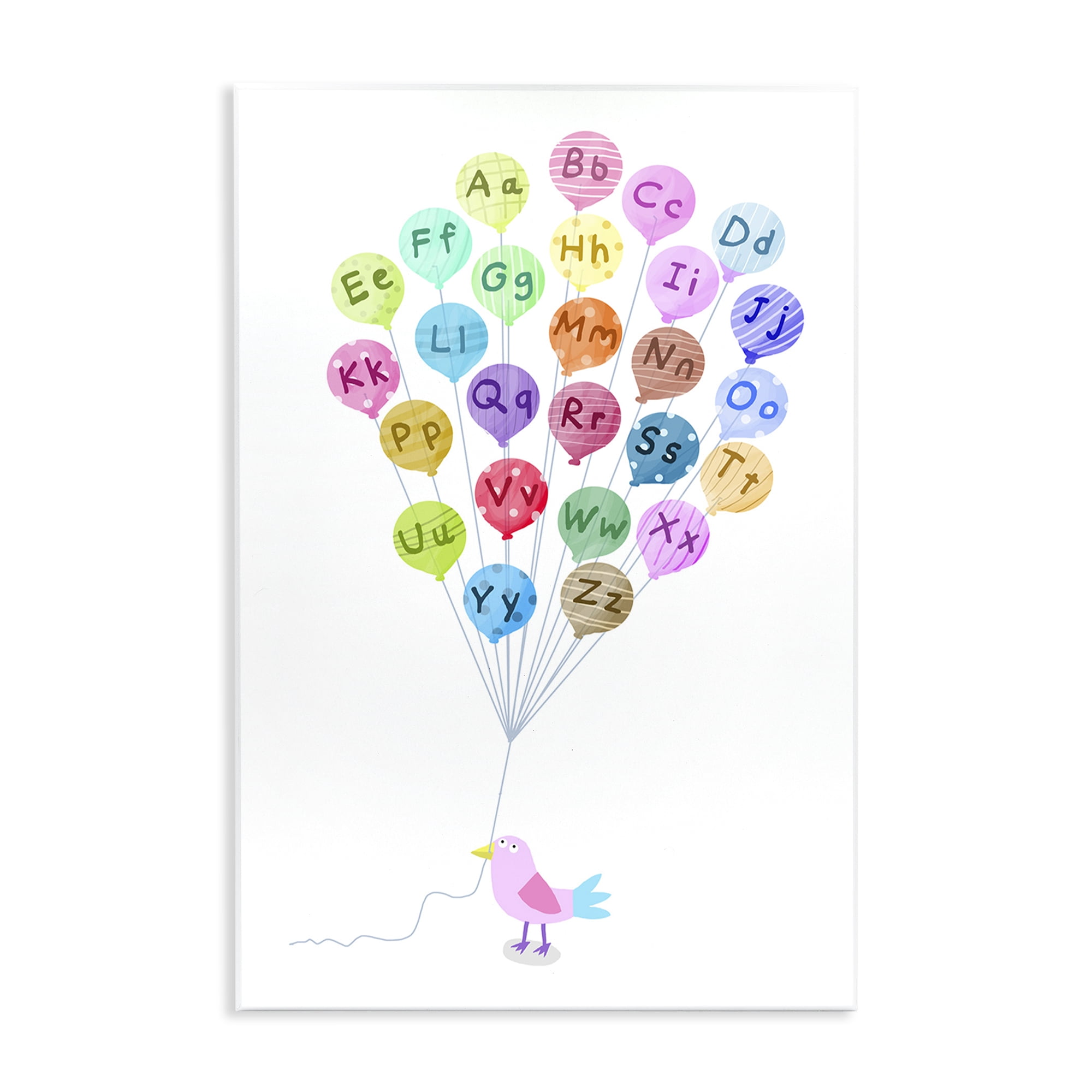 Stupell Industries Bird & Alphabet Balloons Animals & Insects Painting Unframed Art Print Wall Art, 13 x 19