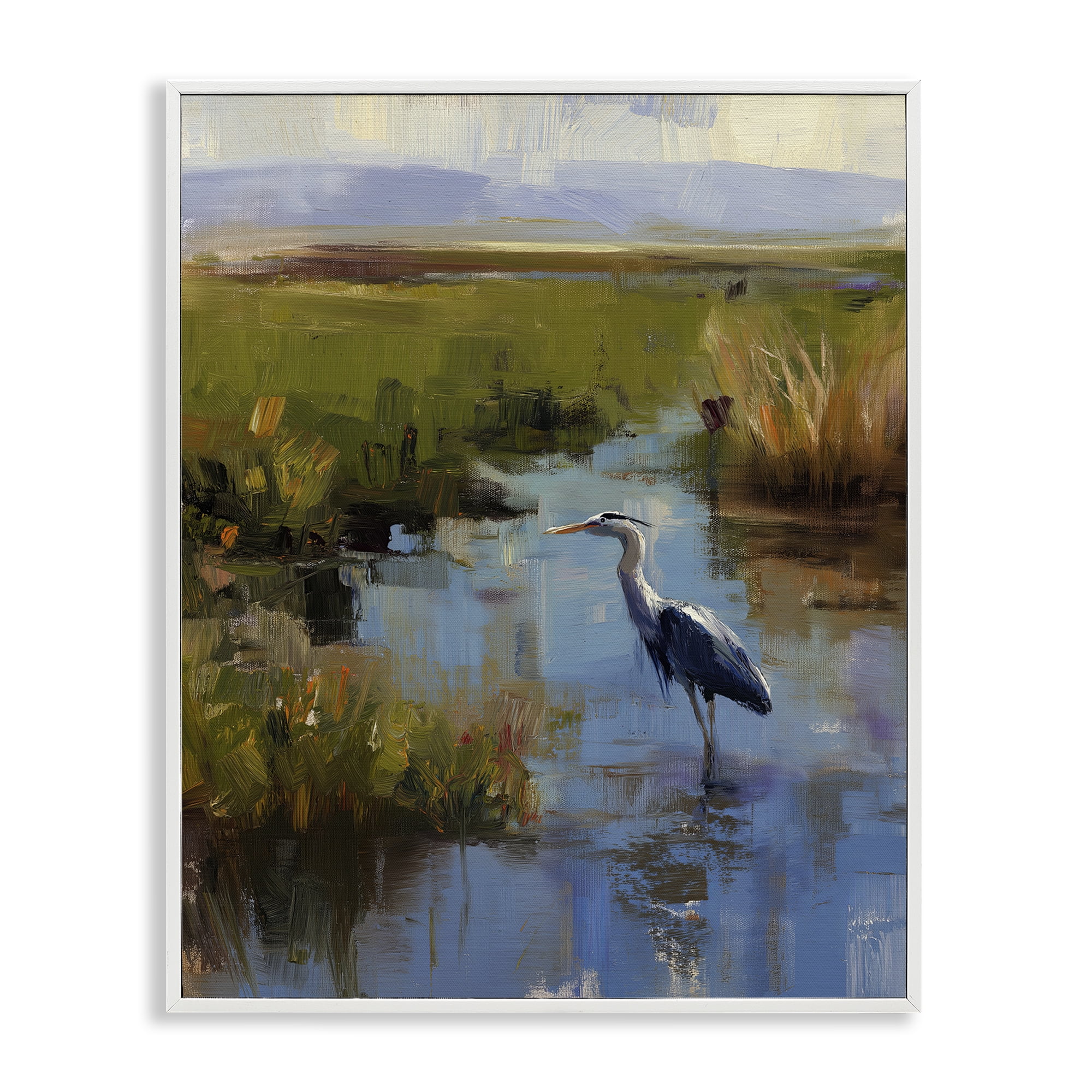 Stupell Industries Bird Among The Reeds White Framed Giclee Art, design by Svetlana Aleynikova