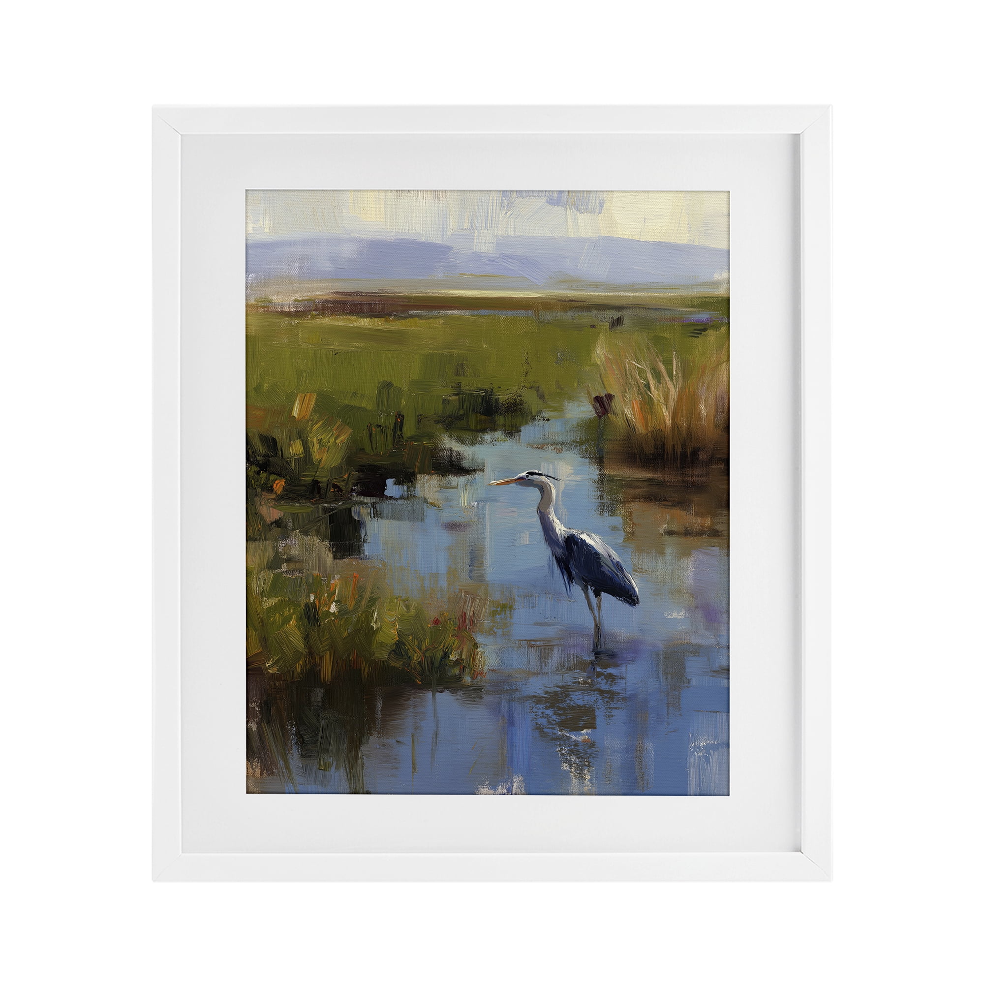 Stupell Industries Bird Among The Reeds White Framed Print Under Glass, design by Svetlana Aleynikova