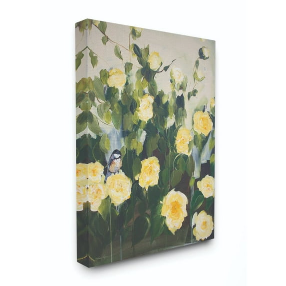 Stupell Industries Bird And Flowers Animal Green Painting Canvas Wall Art by Melissa Lyons