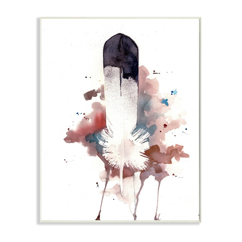 Stupell Industries Bird Feather Abstract Watercolor Painting Wall Plaque by Sean Parnell