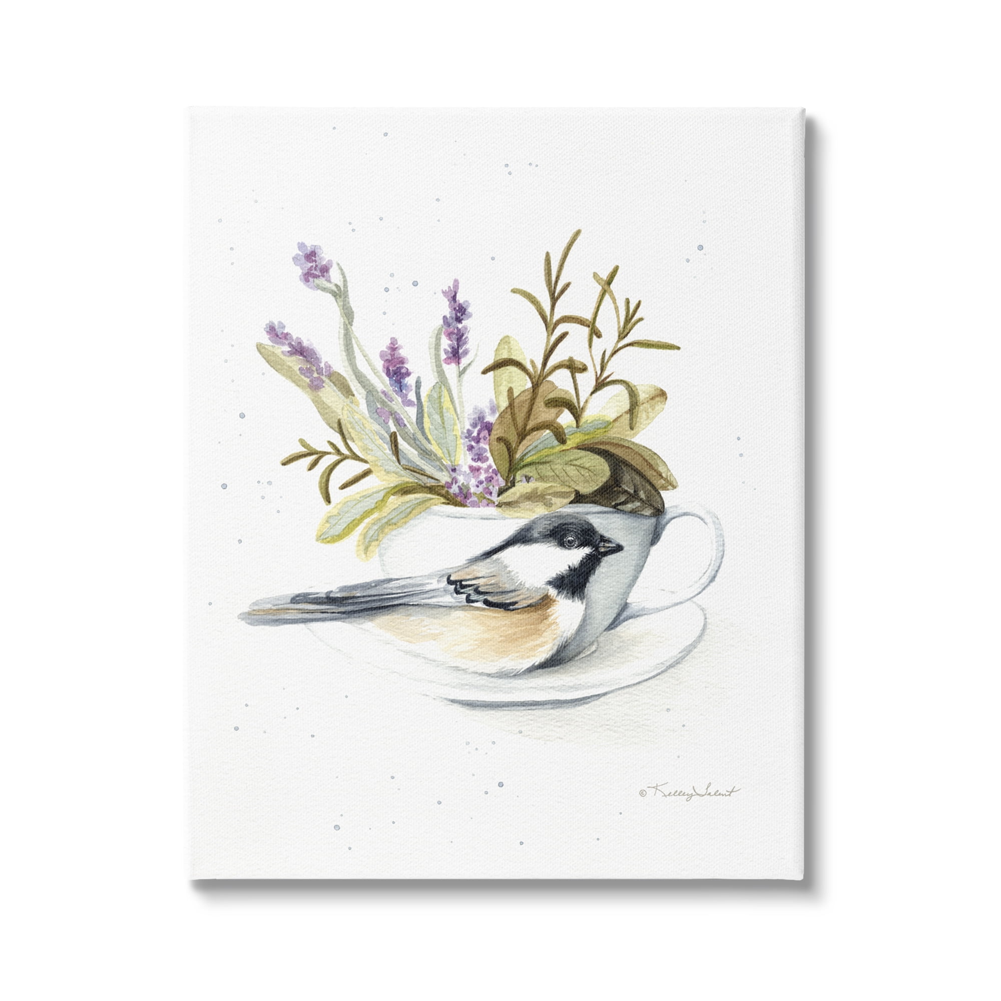 Stupell Industries Bird & Floral Teacup Animals & Insects Painting Gallery Wrapped Canvas Print Wall Art, 36 x 48