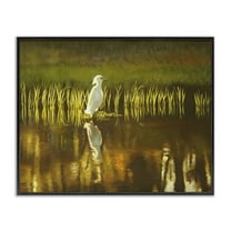 Stupell Industries Bird & Lake Botanicals Landscape Painting Black Framed Art Print Wall Art, 14 x 11