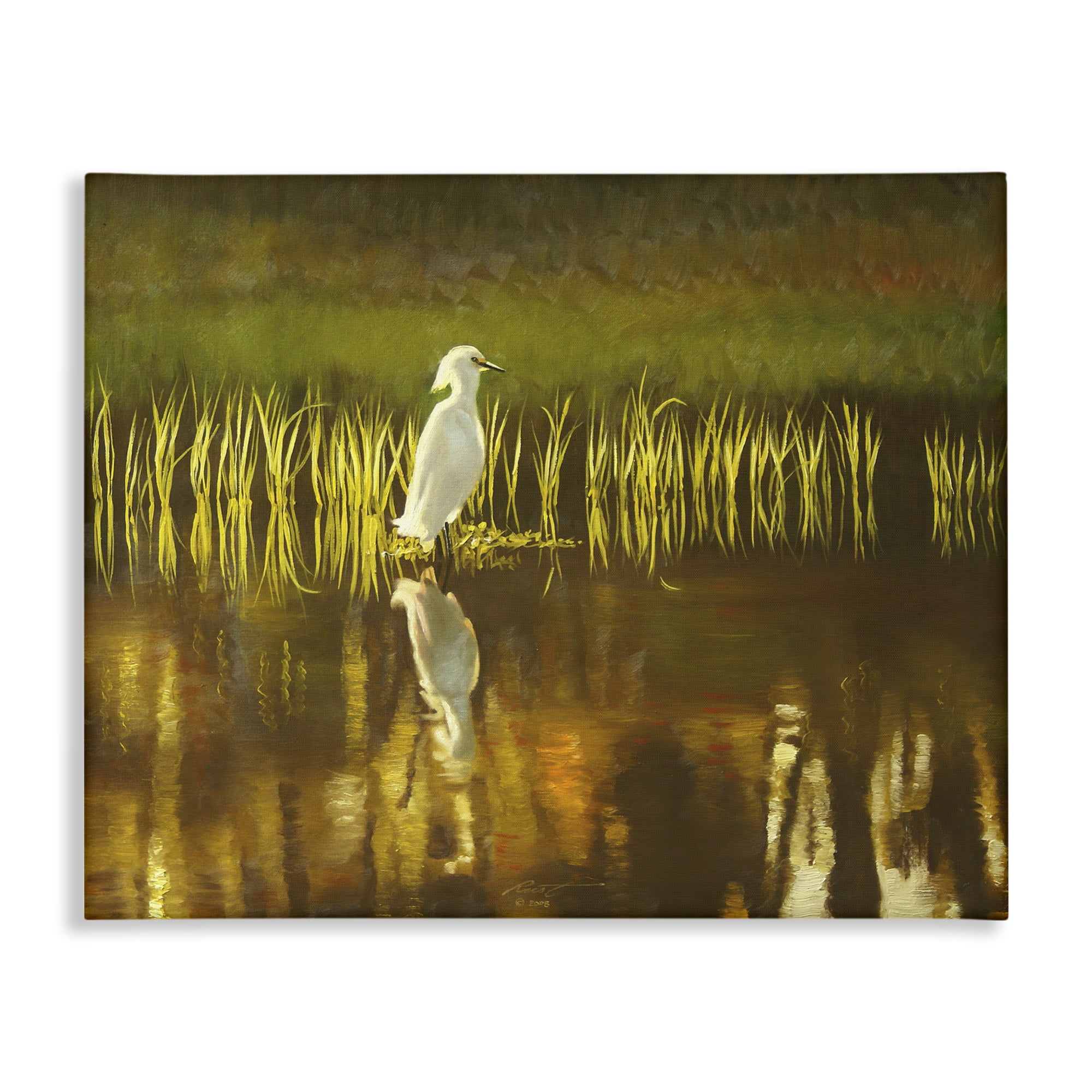 Stupell Industries Bird & Lake Botanicals Landscape Painting Gallery Wrapped Canvas Art Print Wall Art, 48 x 36