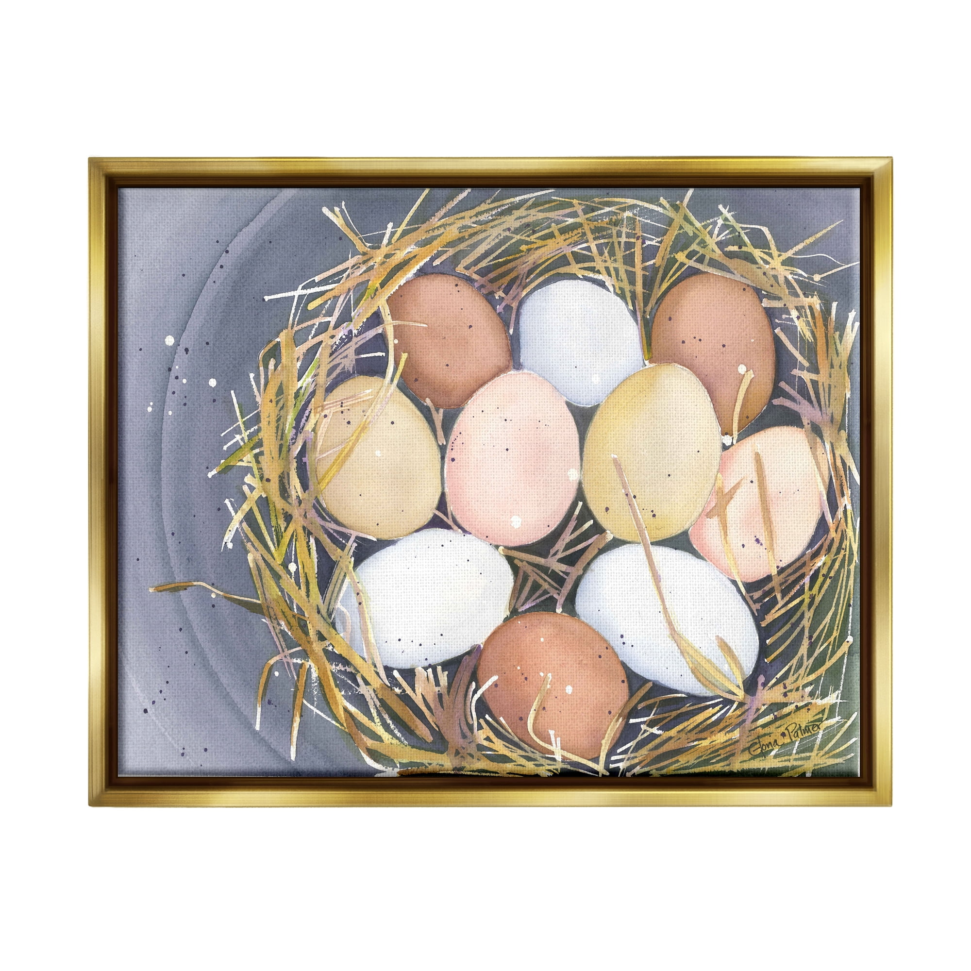 Stupell Industries Bird Nest Eggs Nature Painting Animals & Insects Painting Gold Floater Framed Art Print Wall Art