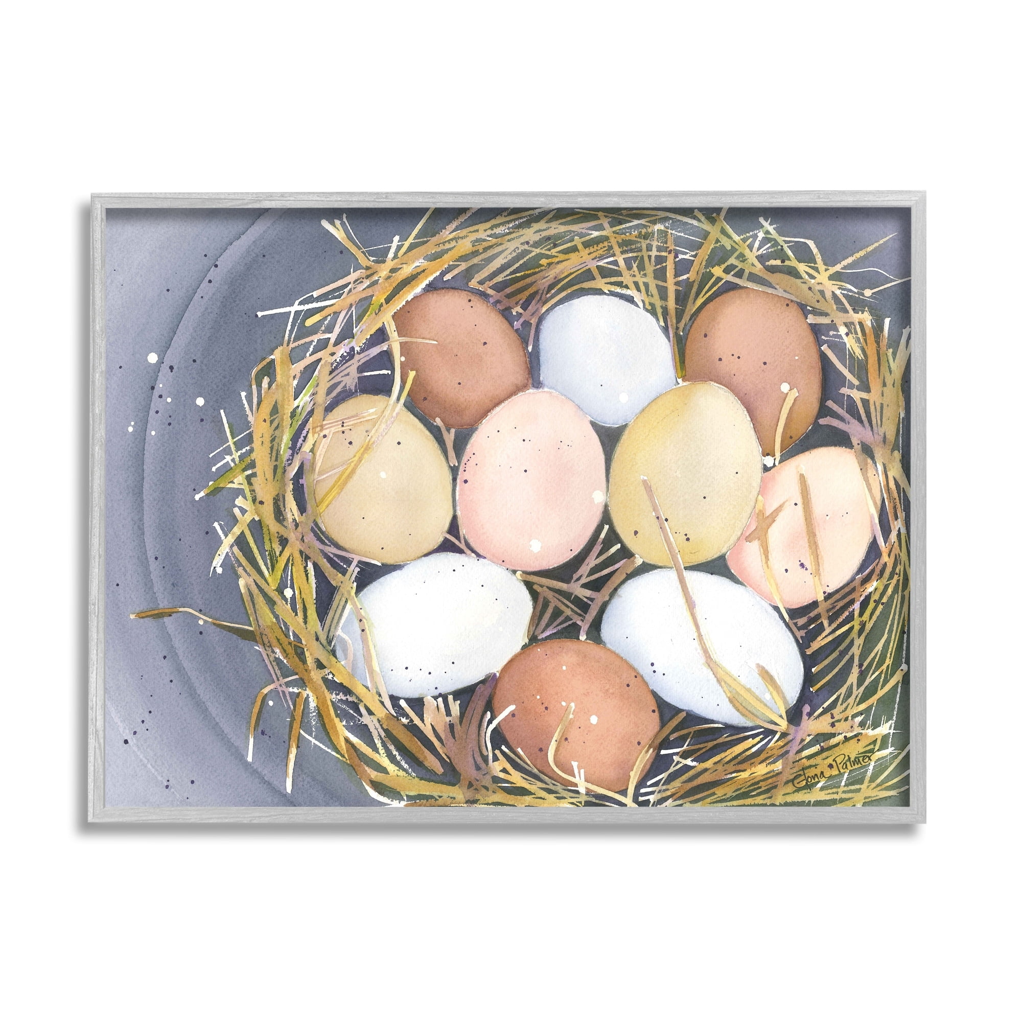 Stupell Industries Bird Nest Eggs Nature Painting Animals & Insects Painting Gray Framed Art Print Wall Art