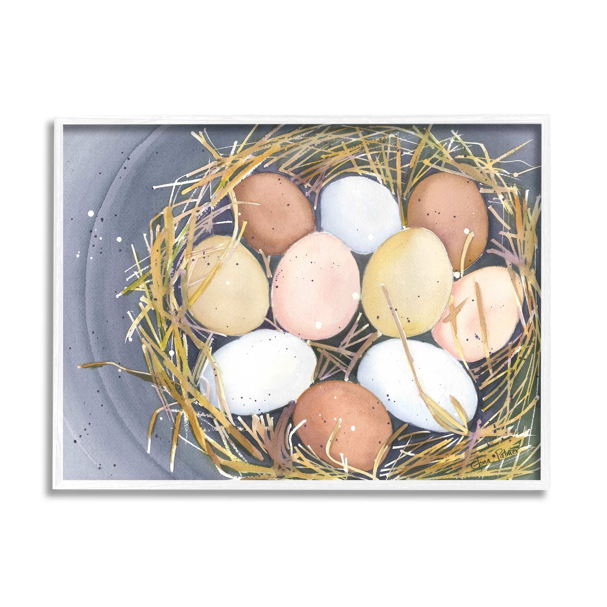 Stupell Industries Bird Nest Eggs Nature Painting Animals & Insects Painting White Framed Art Print Wall Art
