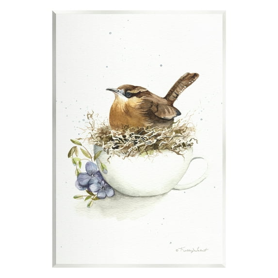 Stupell Industries Bird Nest in Teacup Animals & Insects Painting Unframed Art Print Wall Art, 10 x 15