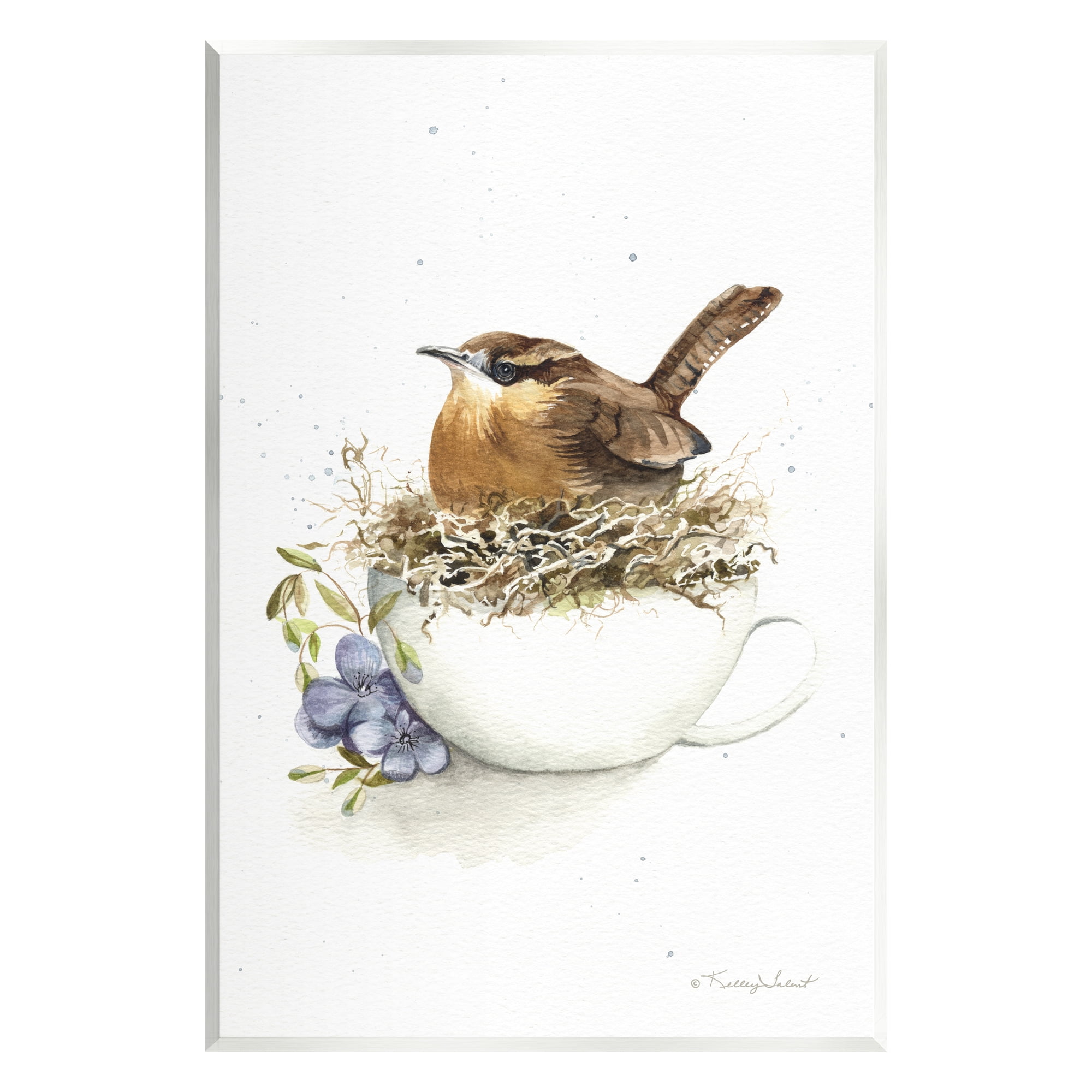 Stupell Industries Bird Nest in Teacup Animals & Insects Painting Unframed Art Print Wall Art, 13 x 19