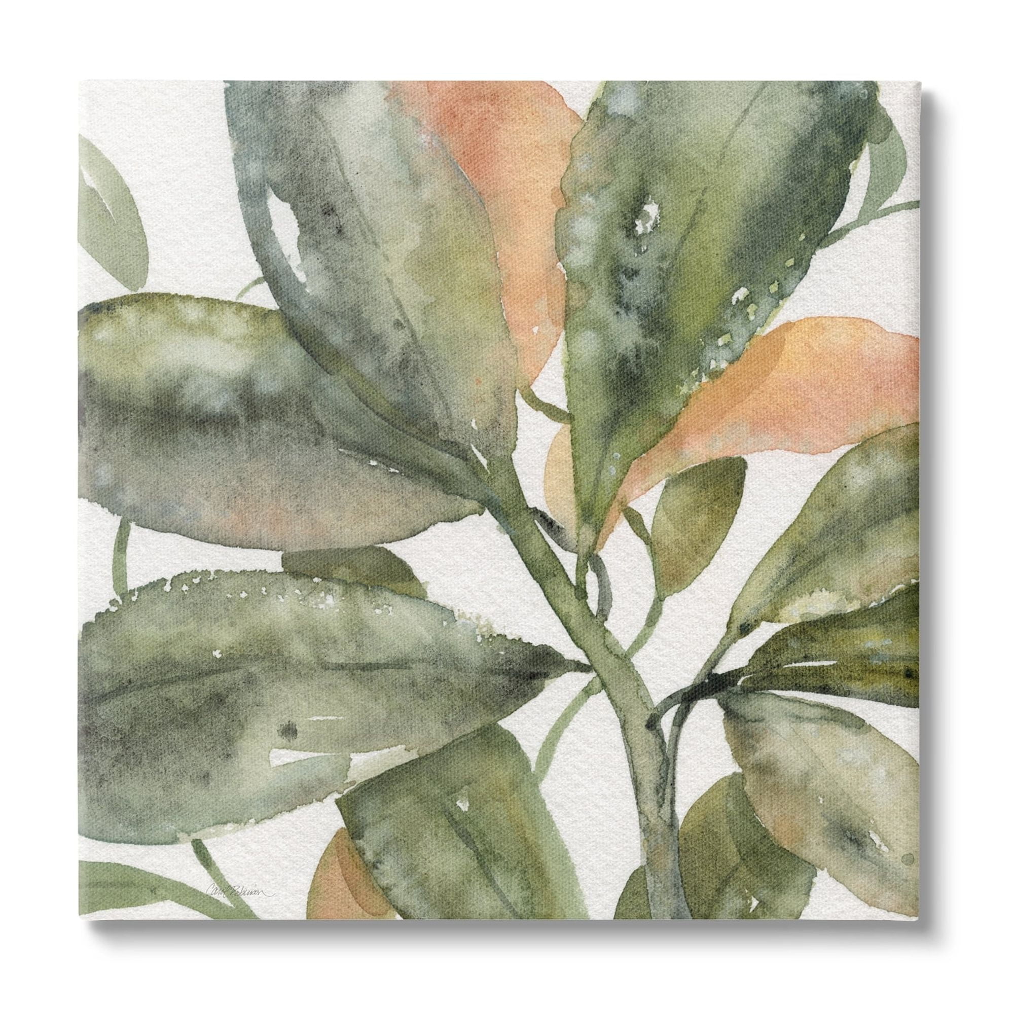 Botanical Bird of Paradise Plant Leaves Canvas Art, 17" x 17"
