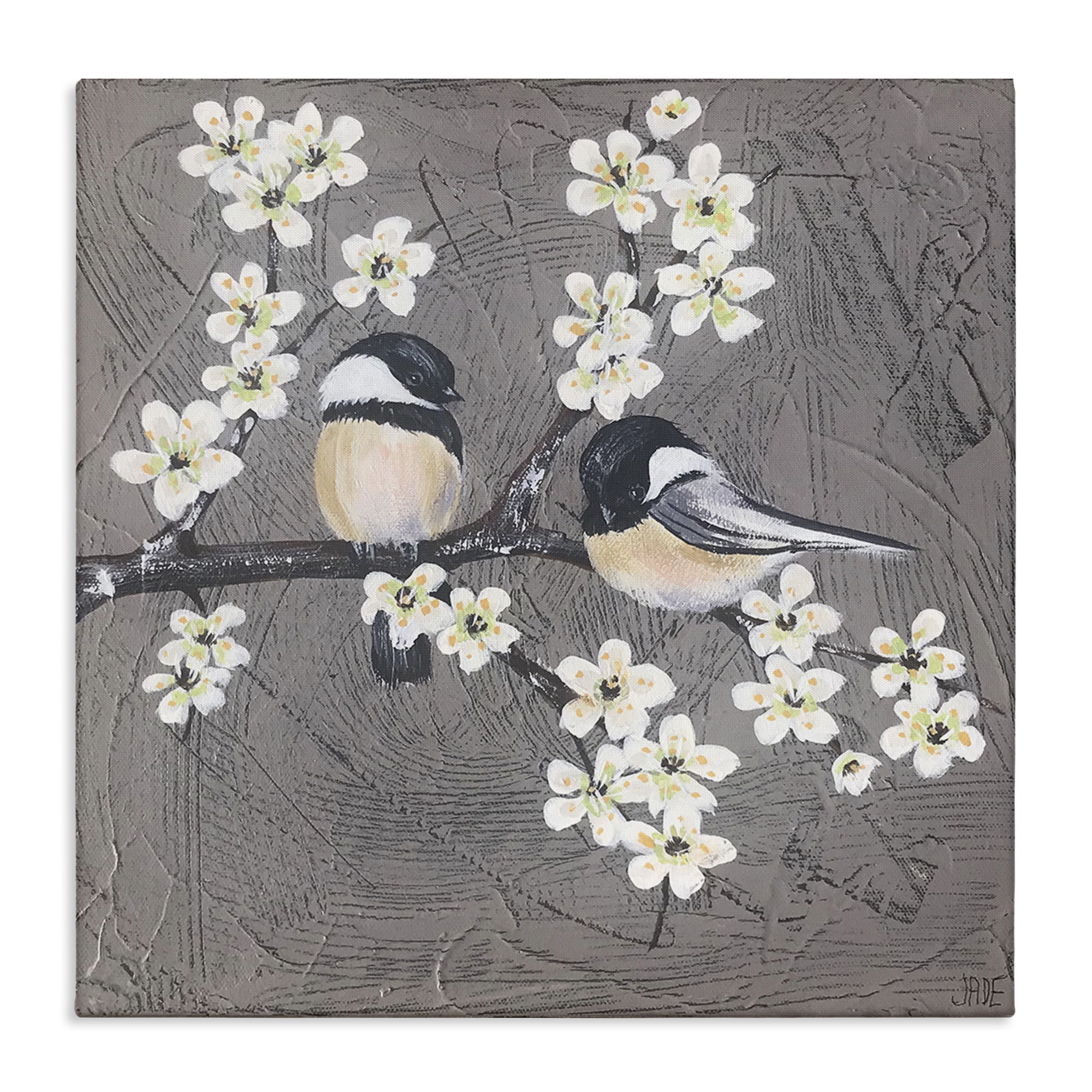 Jade Reynolds Bird Pair on Branch Canvas Wall Art, 17 x 17