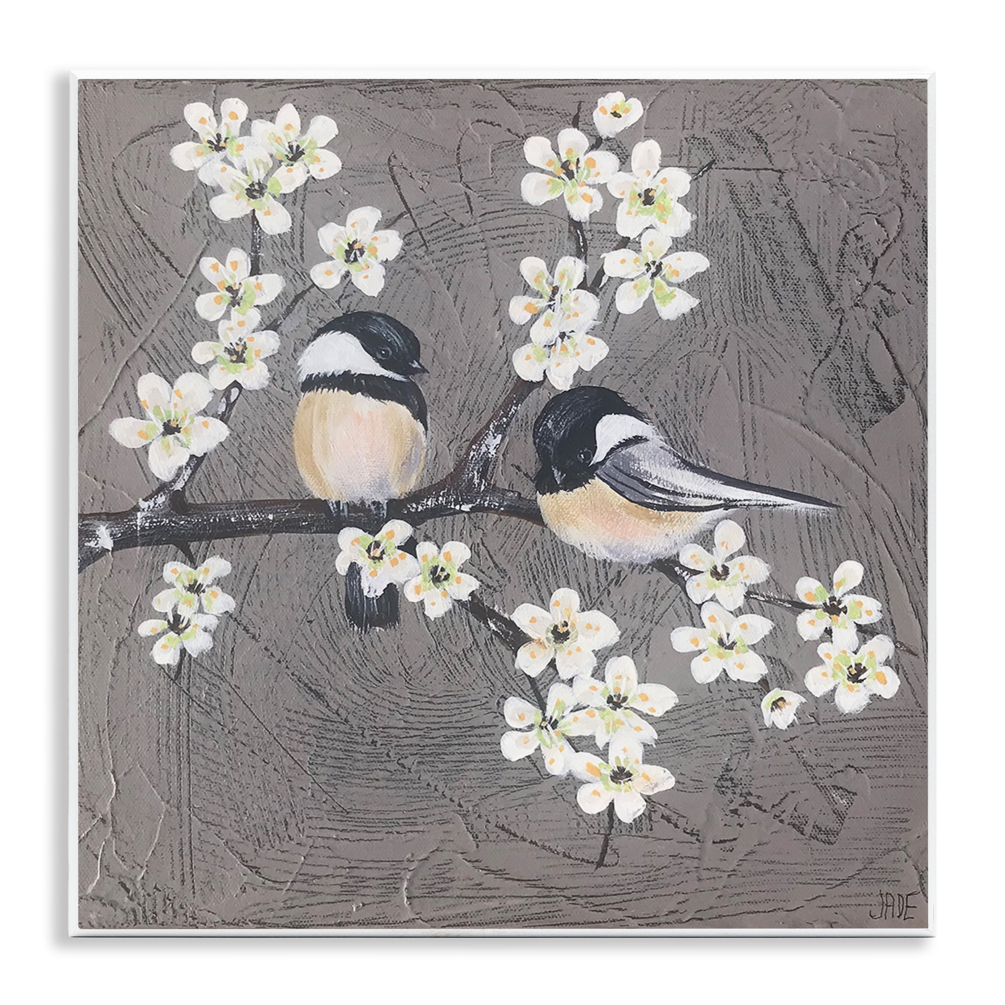 Stupell Industries Bird Pair on Branch Animals & Insects Painting Unframed Art Print Wall Art, 12 x 12