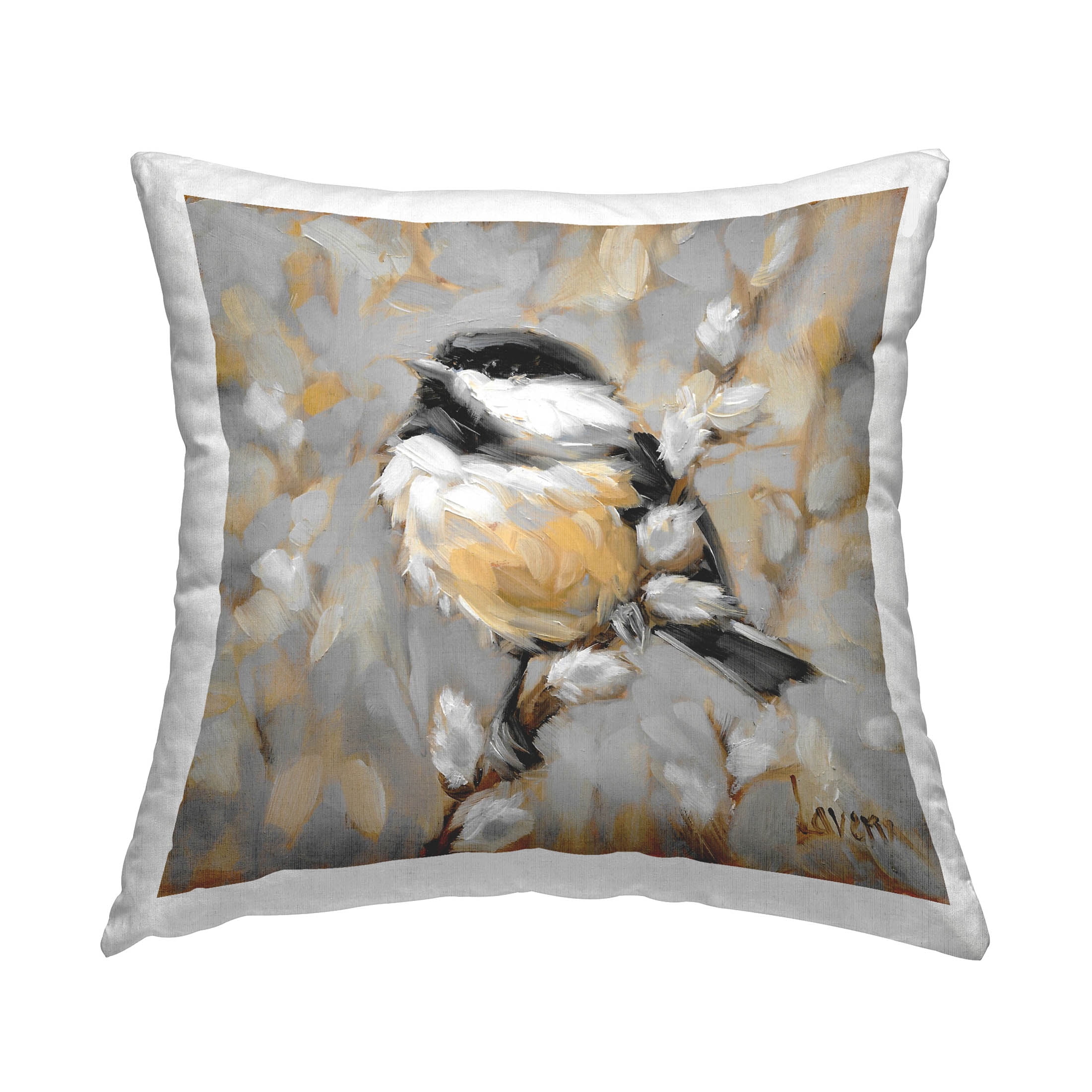 Stupell Industries Bird Perched Pussy Willow Printed Throw Pillow Design by Andrea Lavery