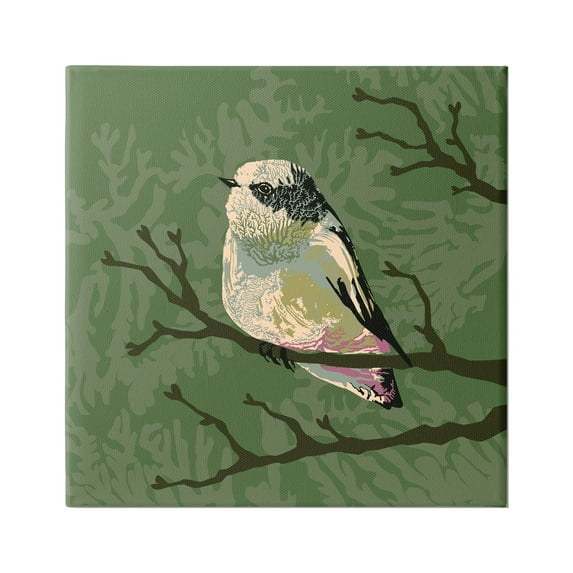 Stupell Industries Bird Perched on Tree Branch Wildlife Animal Portrait Graphic Art Gallery Wrapped Canvas Print Wall Art, Design by Verbrugge Watercolor