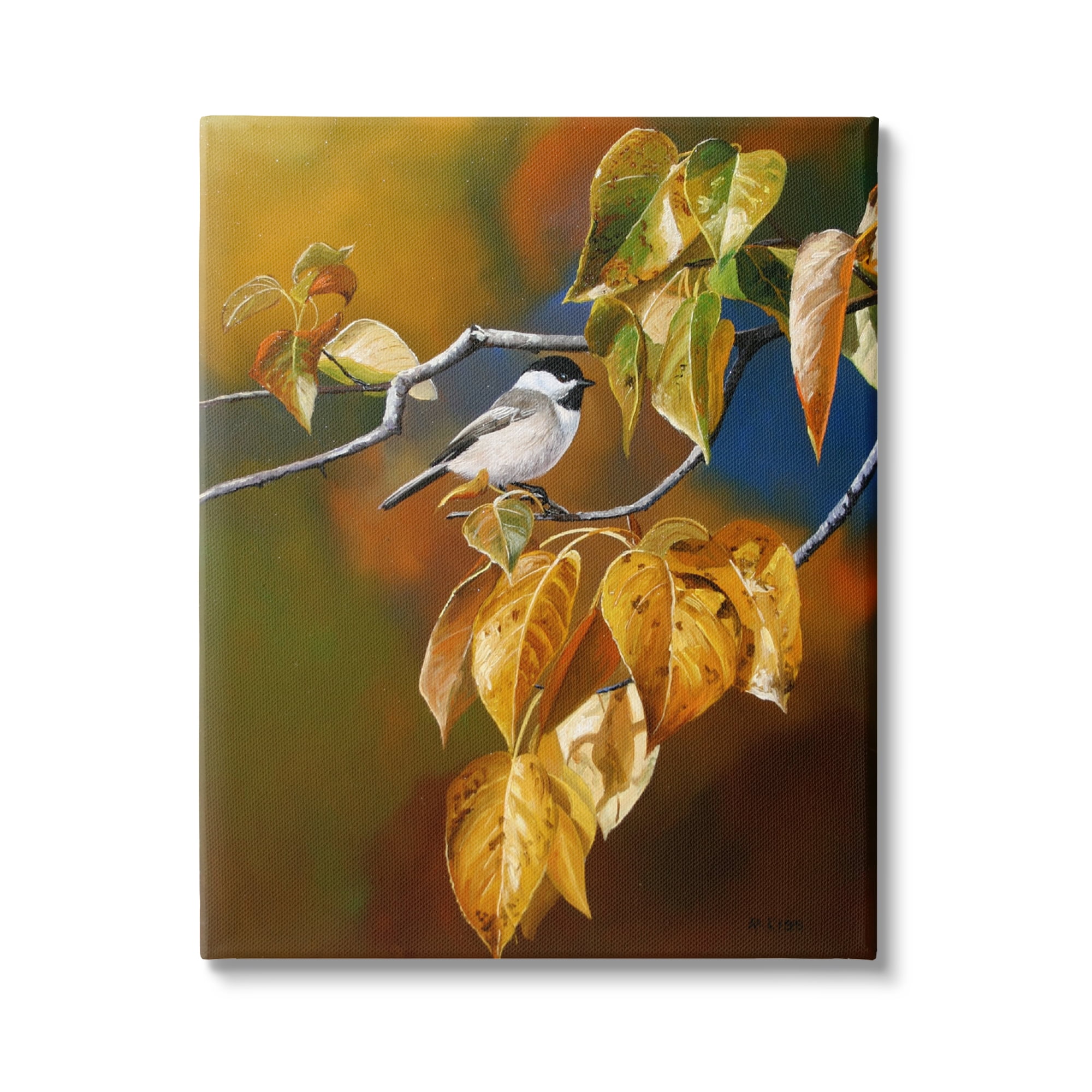 Stupell Industries Bird Perched in Nature Animals & Insects Painting Gallery Wrapped Canvas Print Wall Art, 36 x 48