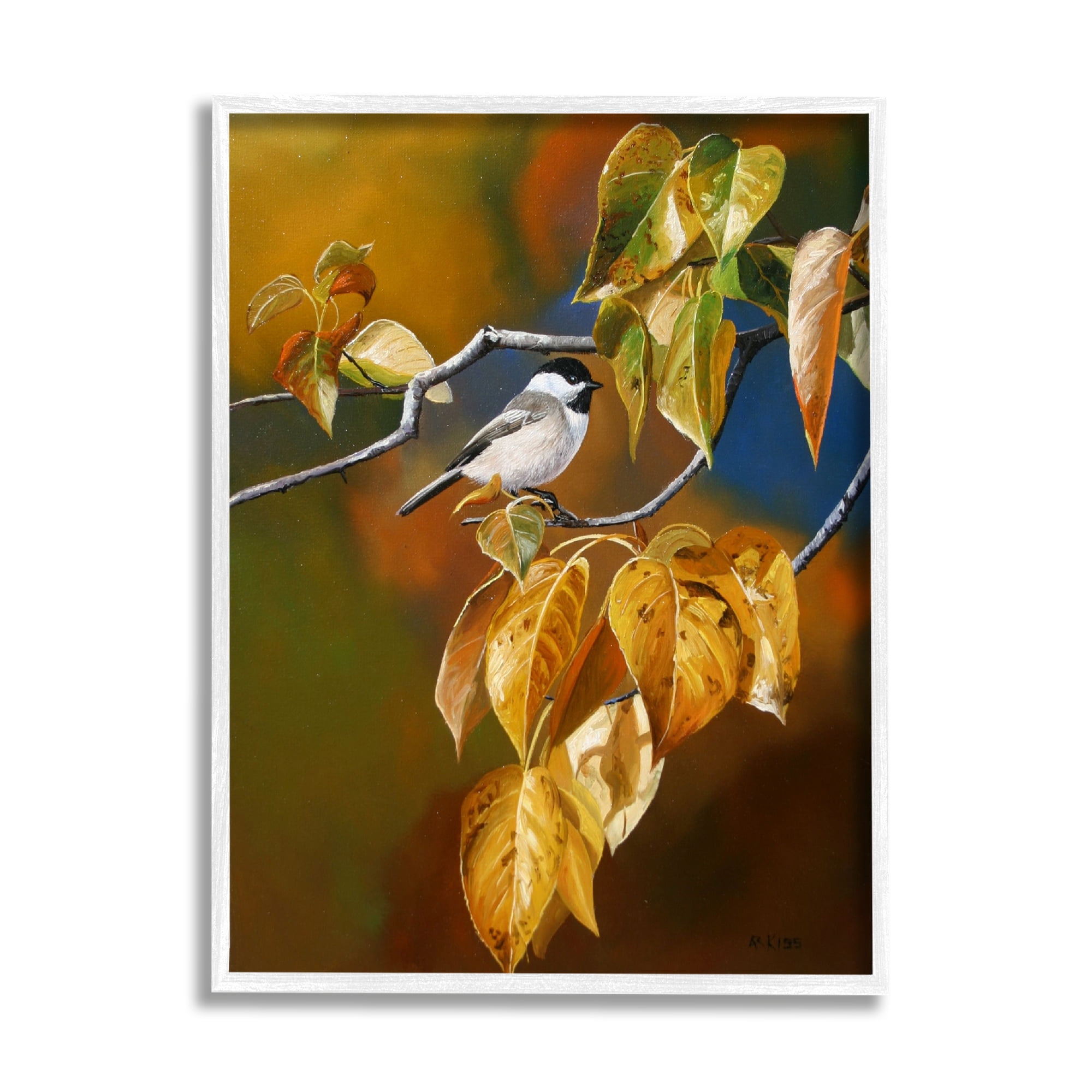 Stupell Industries Bird Perched in Nature Animals & Insects Painting White Framed Art Print Wall Art, 11 x 14