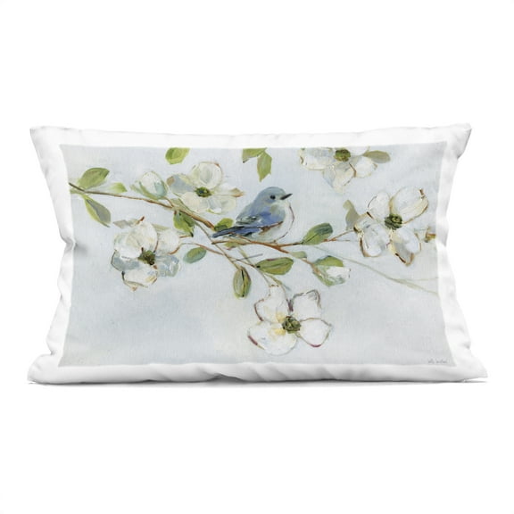 Stupell Industries Bird Perched on Dogwood Design by Sally Swatland Throw Pillow