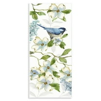 Stupell Industries Bird Perched on Dogwood Plants & Flowers Painting Unframed Art Print Wall Art, 7 x 17