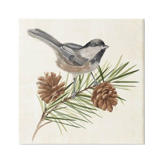 Stupell Industries Bird Perched on Pine Animals & Insects Painting Gallery Wrapped Canvas Print Wall Art, 36 x 36