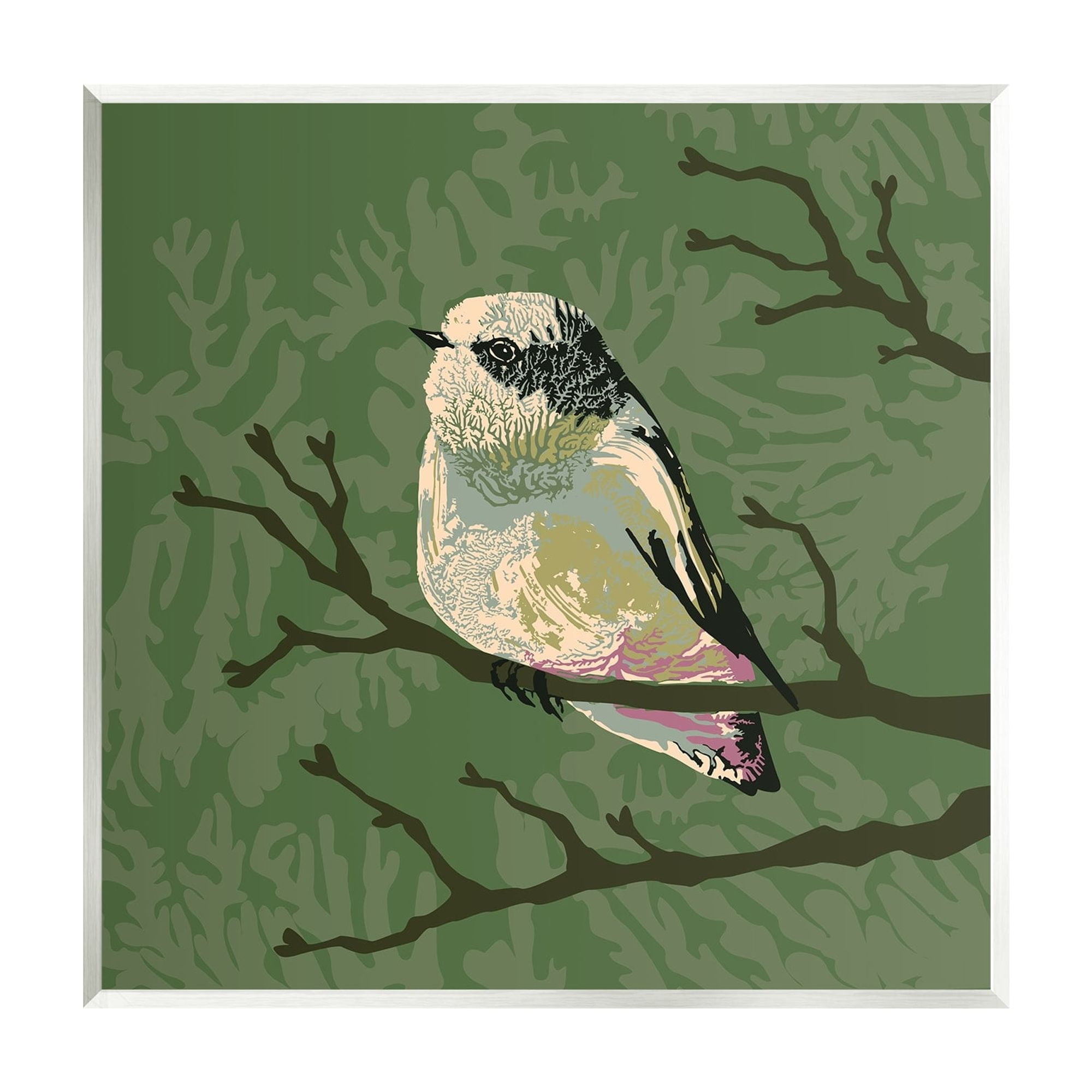 Stupell Industries Bird Perched on Tree Branch Wildlife Animal Portrait Graphic Art Unframed Art Print Wall Art, Design by Verbrugge Watercolor