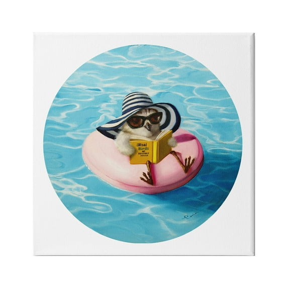 Stupell Industries Bird Reading Book Pool Float Beverly Hills Sun Hat, 30 x 30, Design by Lucia Heffernan