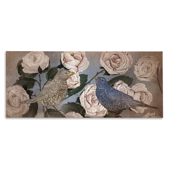 Stupell Industries Bird Sanctuary Budding Roses Canvas Wall Art design by Lori Mosley, 20 x 48