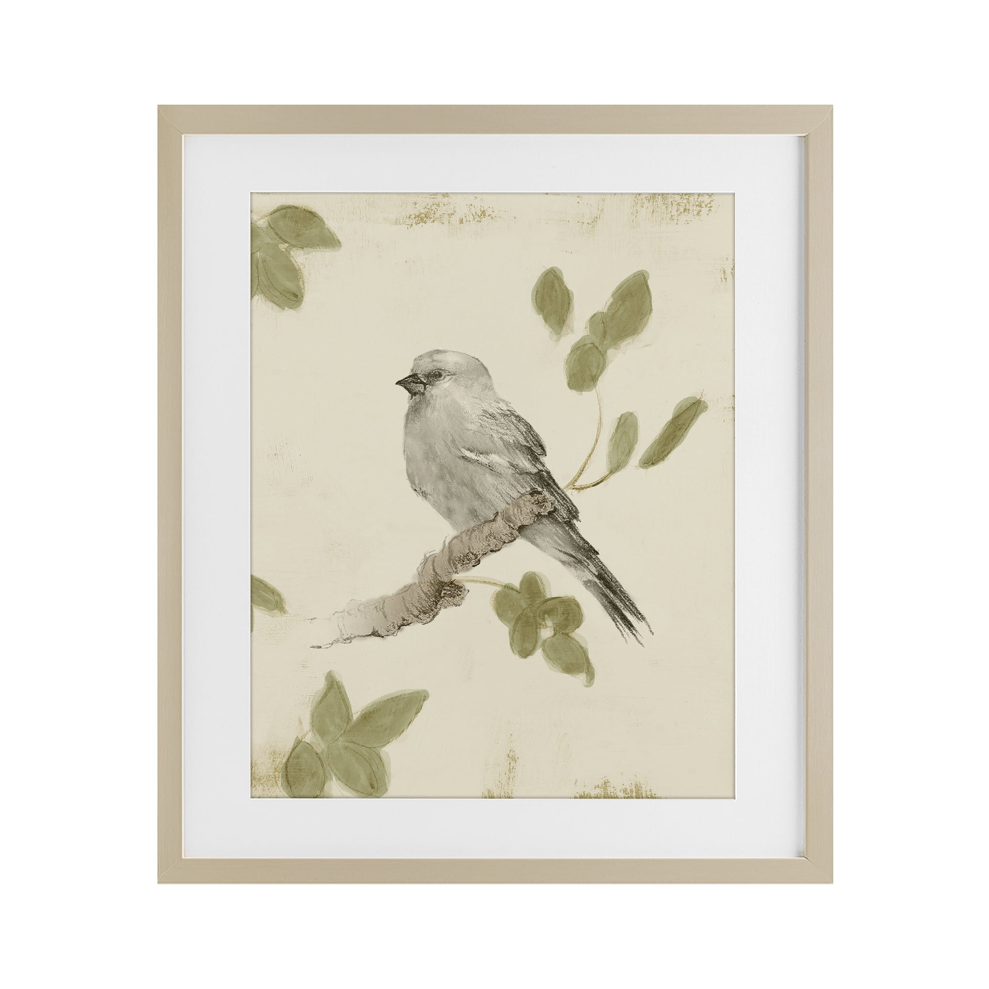 Stupell Industries Bird Scene on Neutral Birch Framed Print Under Glass, design by Lanie Loreth