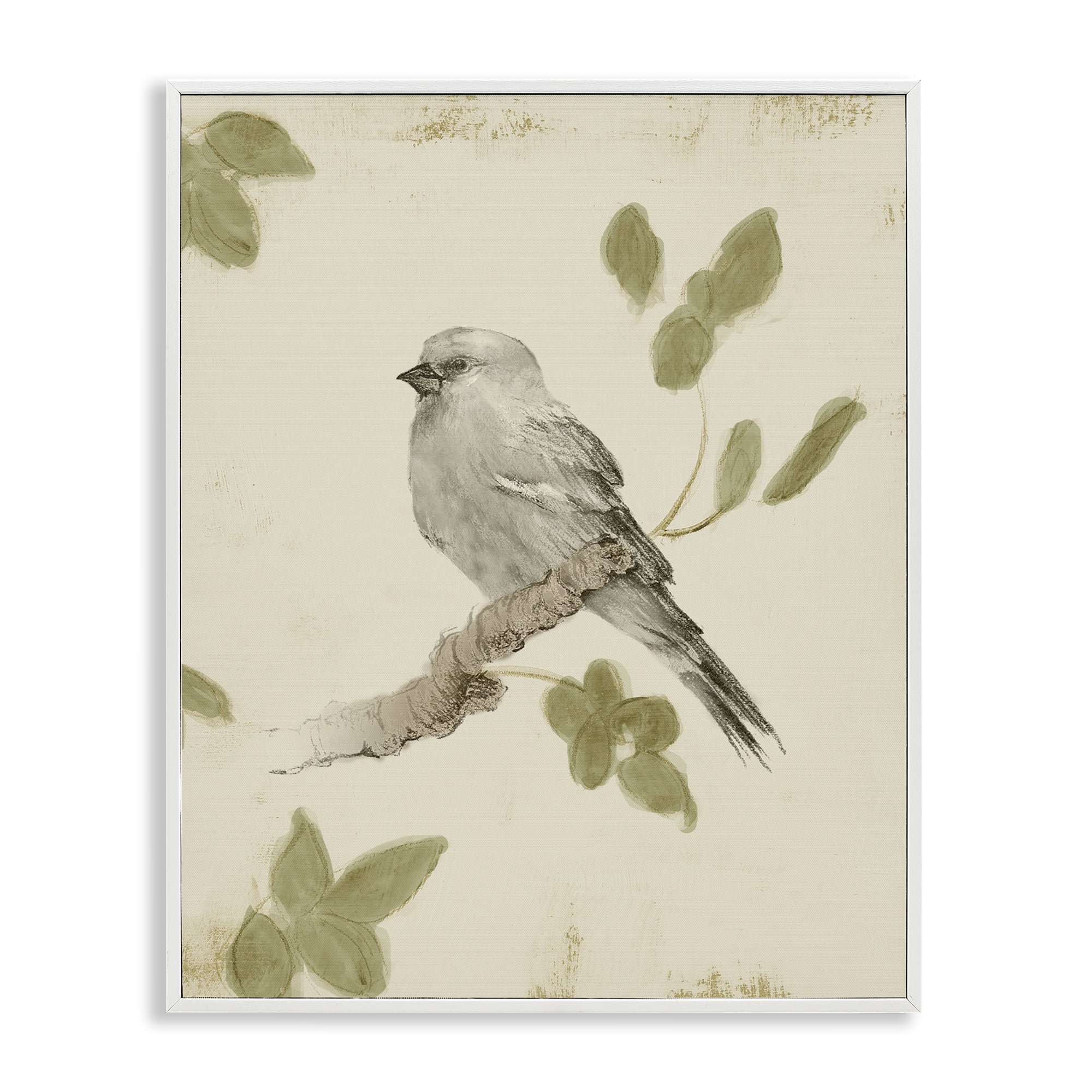 Stupell Industries Bird Scene on Neutral White Framed Giclee Art, design by Lanie Loreth