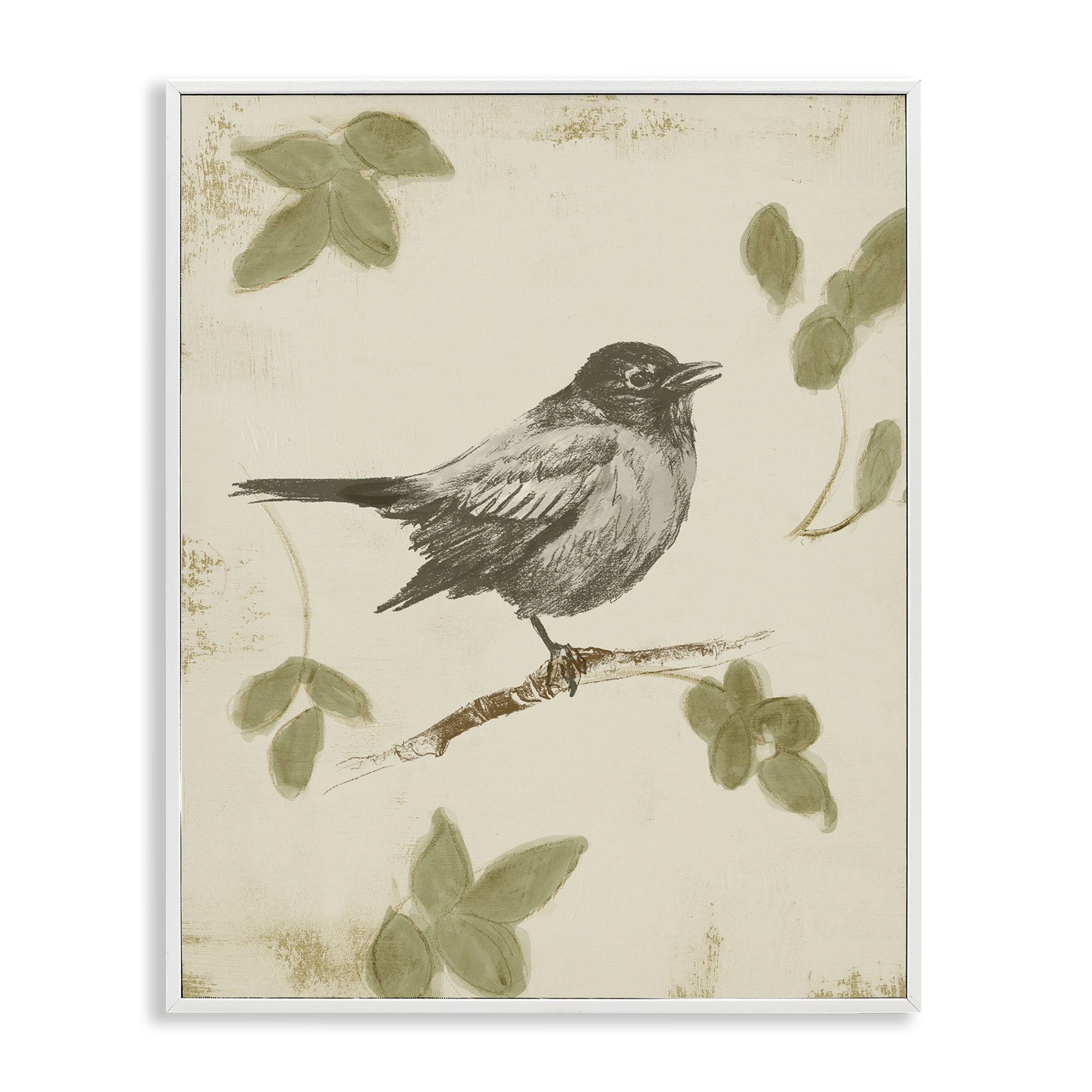 Stupell Industries Bird Scene over Neutral White Framed Giclee Art, design by Lanie Loreth
