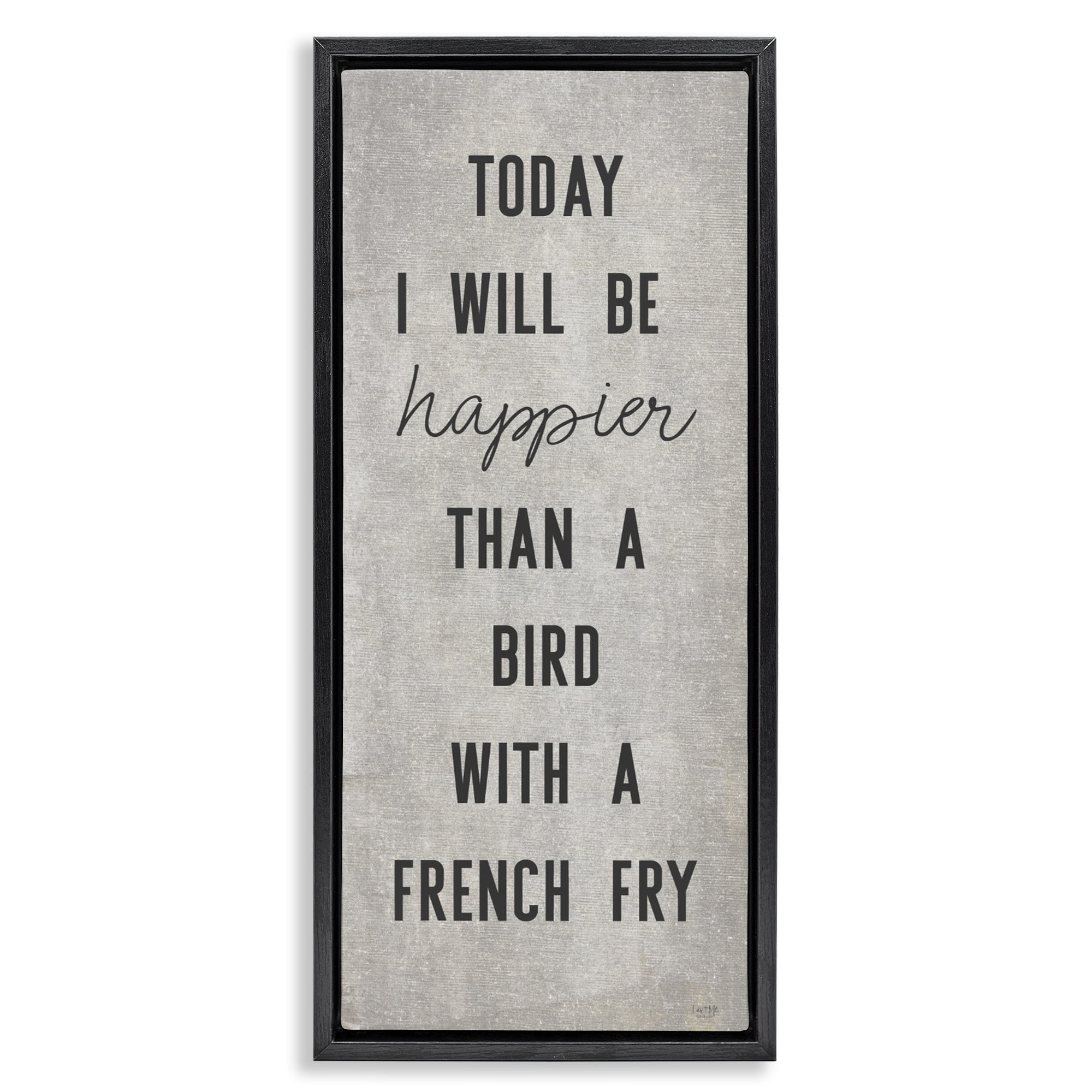 Stupell Industries Bird With A French Fry Black Framed Floater Canvas Wall Art, design by Lux + Me Designs