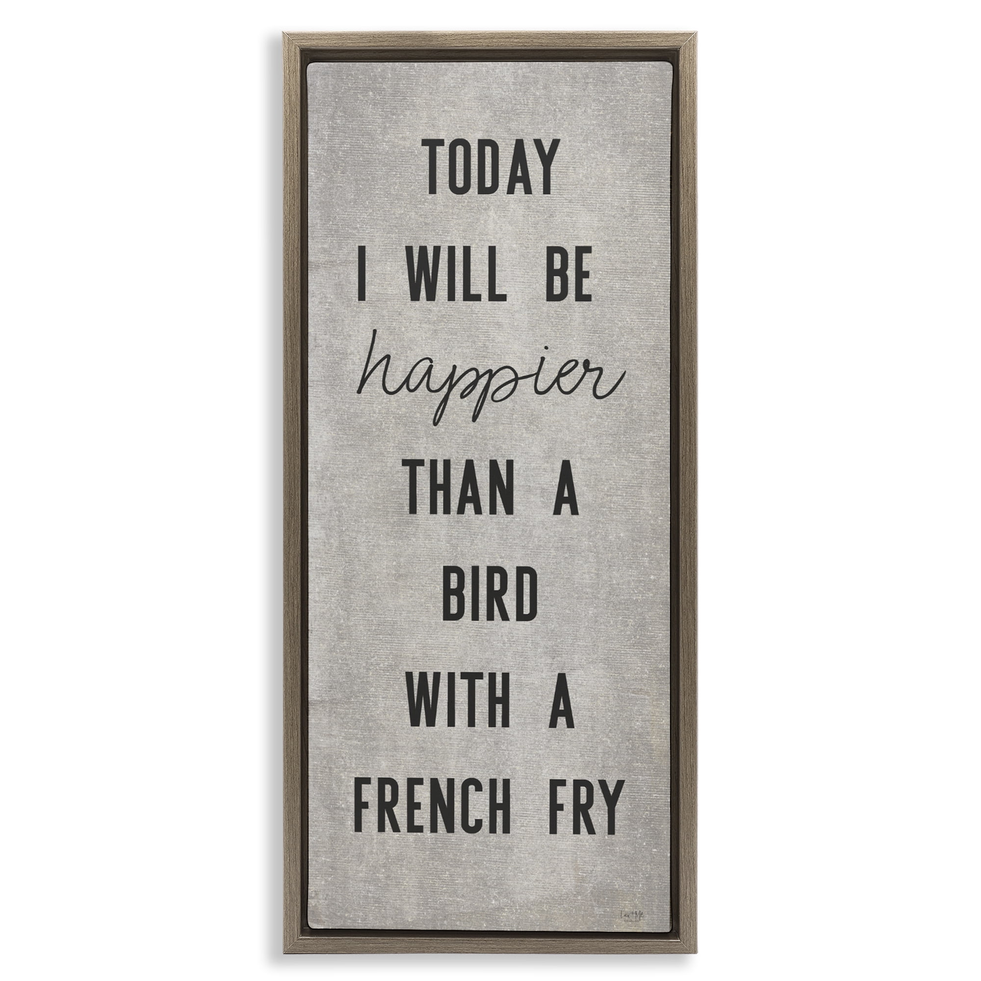 Stupell Industries Bird With A French Fry Brown Framed Floater Canvas Wall Art, design by Lux + Me Designs