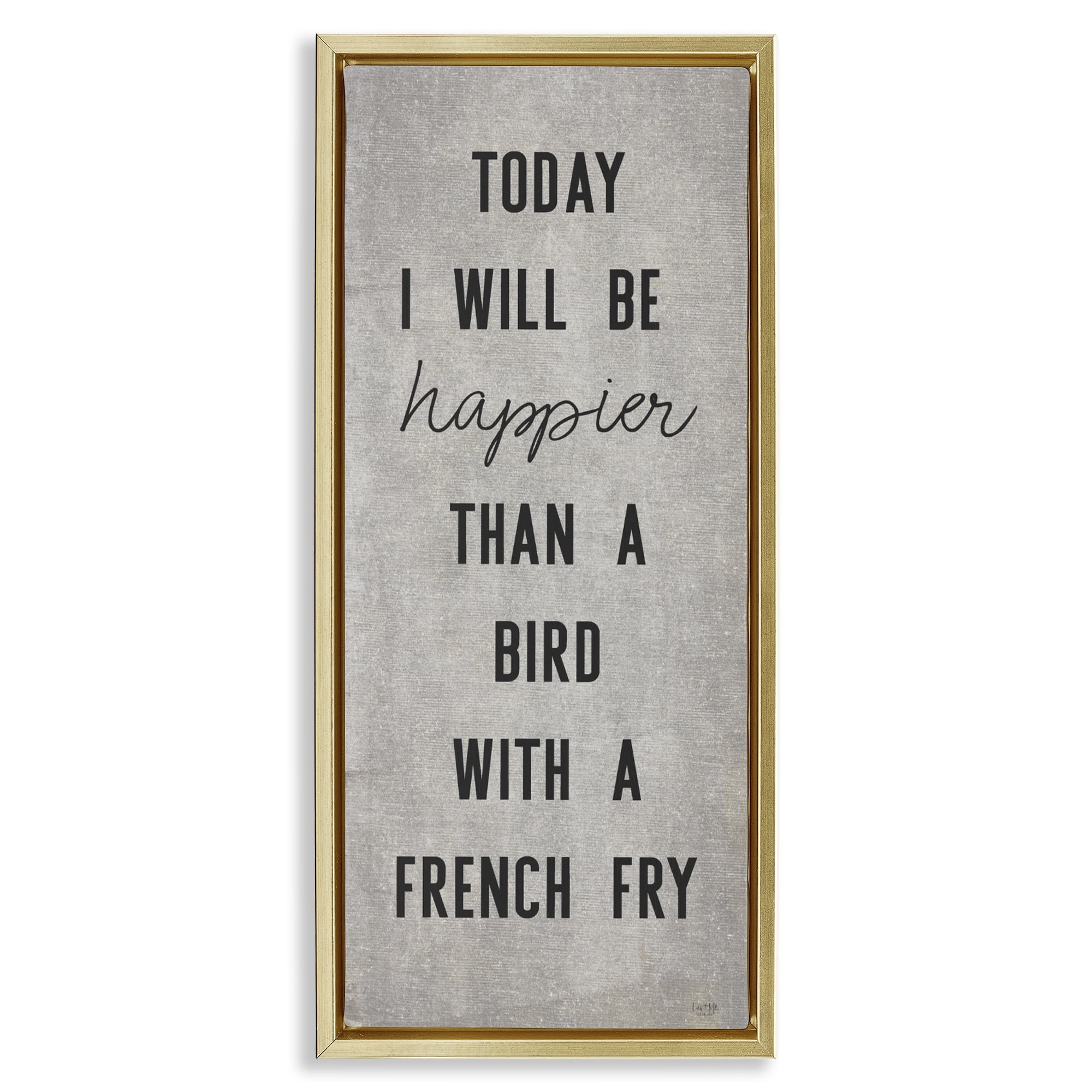 Stupell Industries Bird With A French Fry Gold Framed Floater Canvas Wall Art, design by Lux + Me Designs