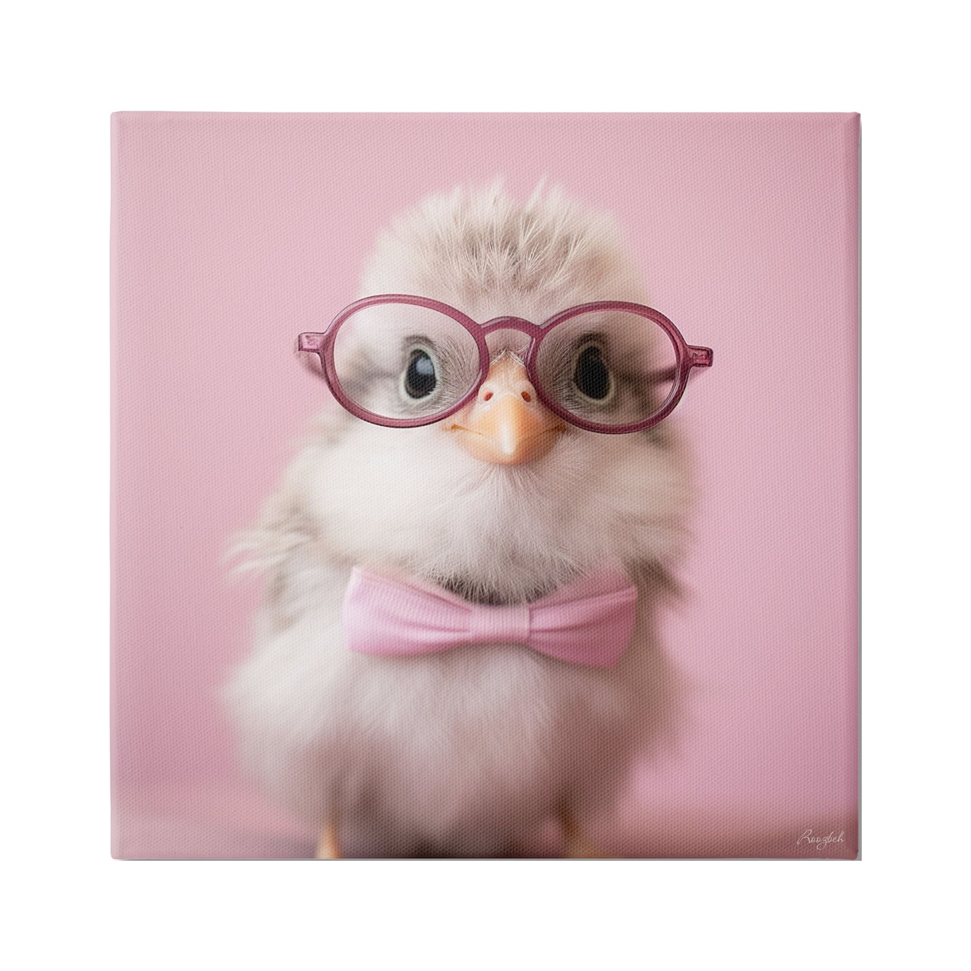 Stupell Industries Bird With Pink Bowtie Animals & Insects Painting Gallery Wrapped Canvas Art Print Wall Art, 17 x 17