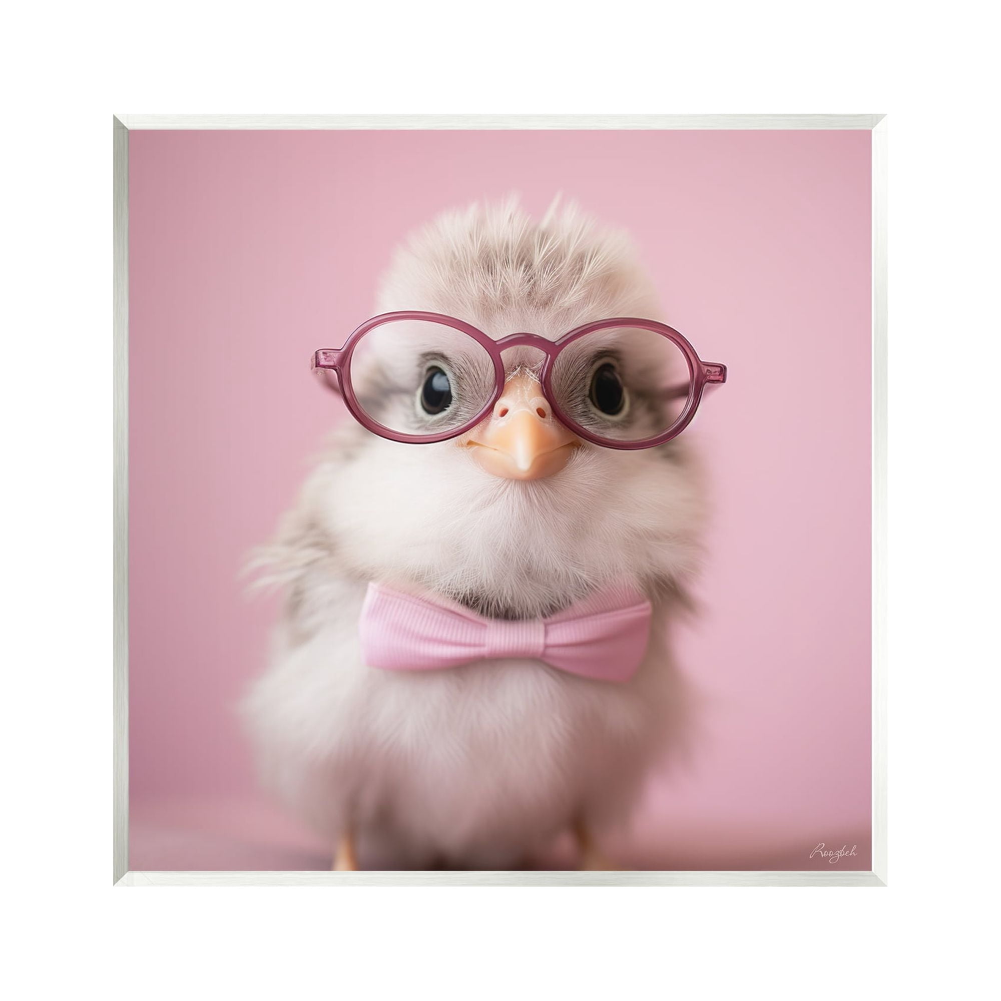 Stupell Industries Bird With Pink Bowtie Animals & Insects Painting Unframed Art Print Wall Art, 12 x 12