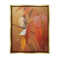 thumbnail image 1 of Stupell Industries Bird on Autumnal Branch Animals & Insects Painting Gold Floater Framed Canvas Art Print Wall Art, 17 x 21, 1 of 10