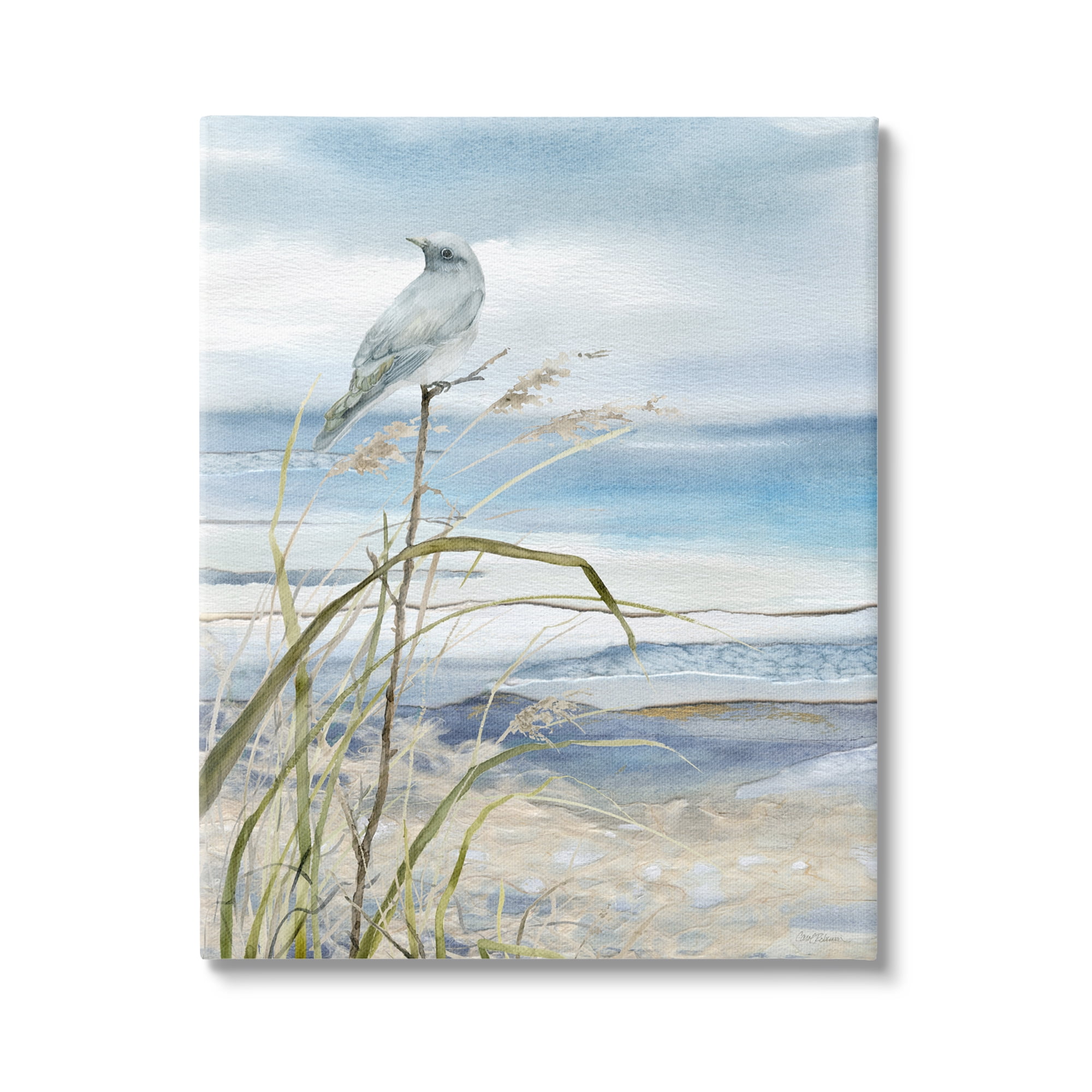 Stupell Industries Bird on Beach Shore Animals & Insects Painting Gallery Wrapped Canvas Art Print Wall Art, 30 x 40