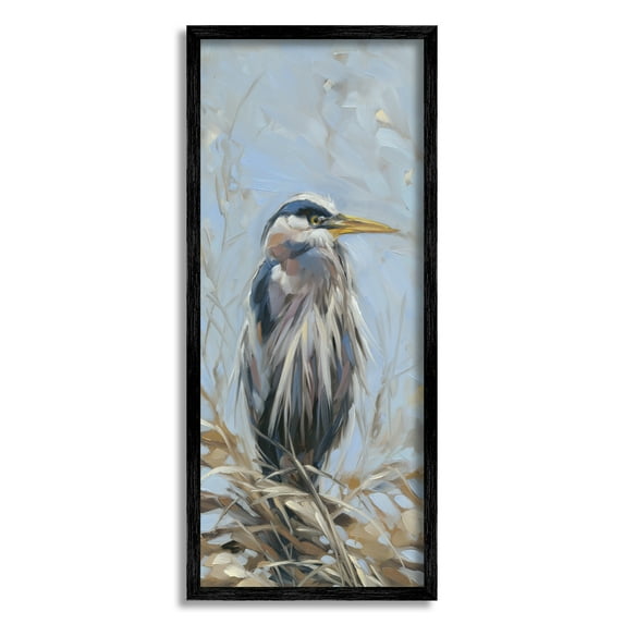 Stupell Industries Bird on Branch Painting Animals & Insects Painting Black Framed Art Print Wall Art, 10 x 24